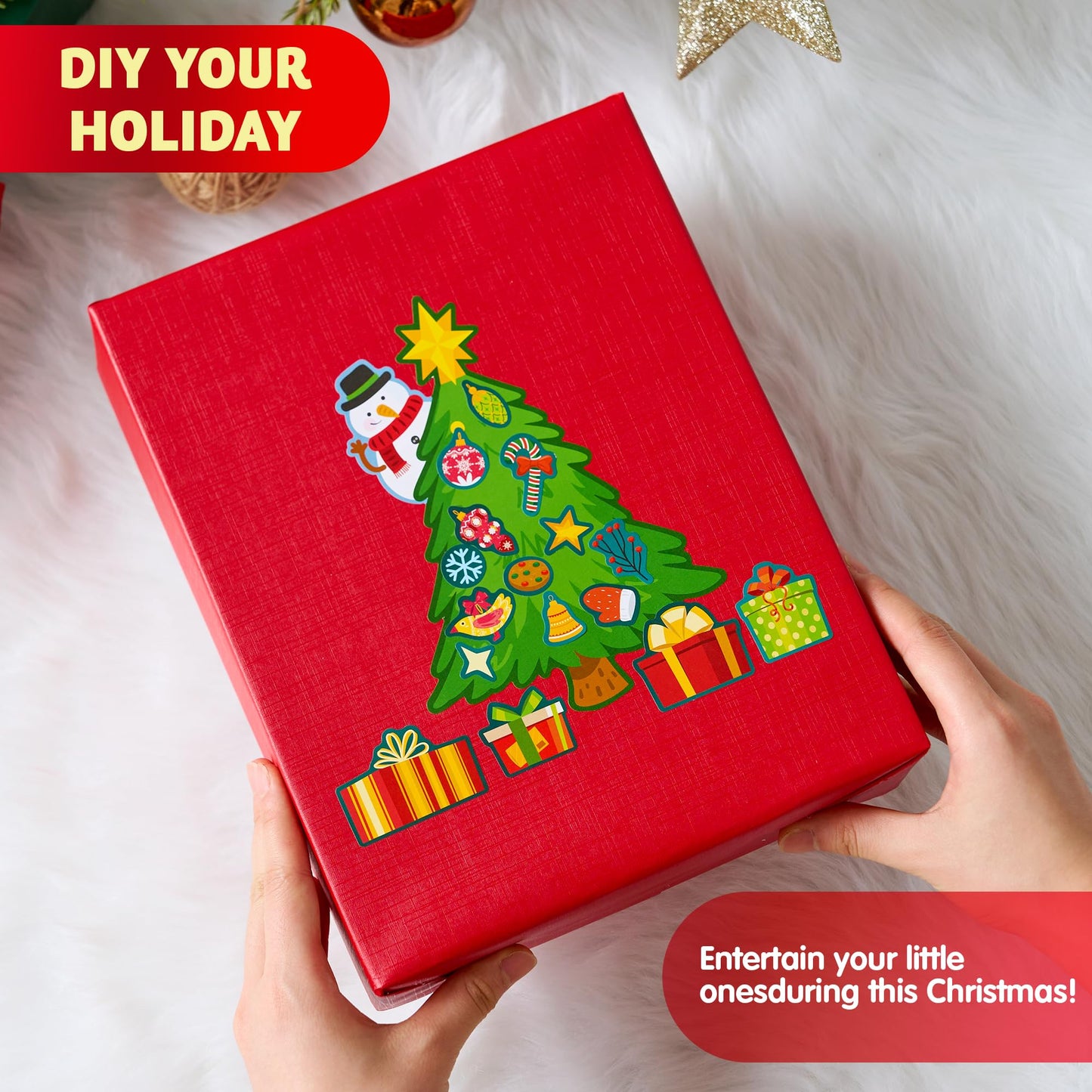 JOYIN 48 Pcs Christmas Sticker Sheets, Christmas Craft Supplies for Kids, Make Your Own Characters Mix and Match Sticker Sheets with Trees, Kids Party Favor Supplies, Xmas Classroom Activities Game