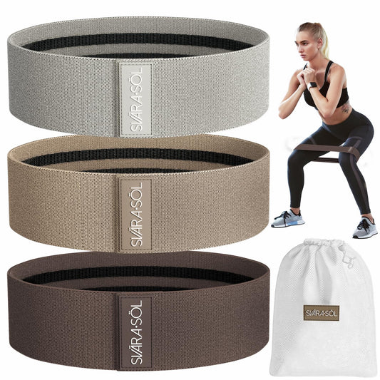 Svära Söl Fabric Resistance Bands Set of 3 for Legs, Glutes, Arms, Booty Bands for Women and Men, Resistance Bands for Working Out, Physical Therapy, Strength Training, Elastic Bands for Exercise