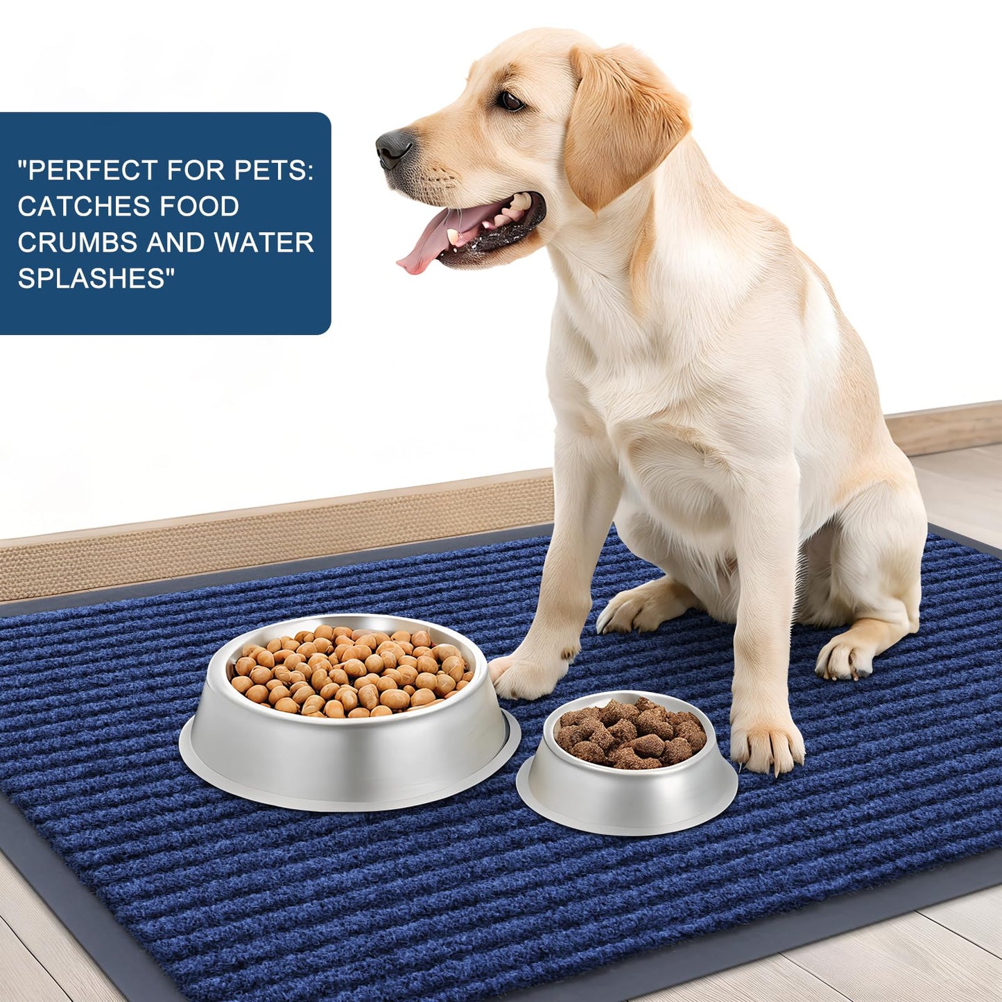 OLANLY Front Door Mat Indoor Outdoor Entrance, Waterproof Heavy Duty Doormat, Fade Resistant, Low Profile, Easy Clean Patio Porch Welcome Floor Mats for Entry, 35x23, Blue