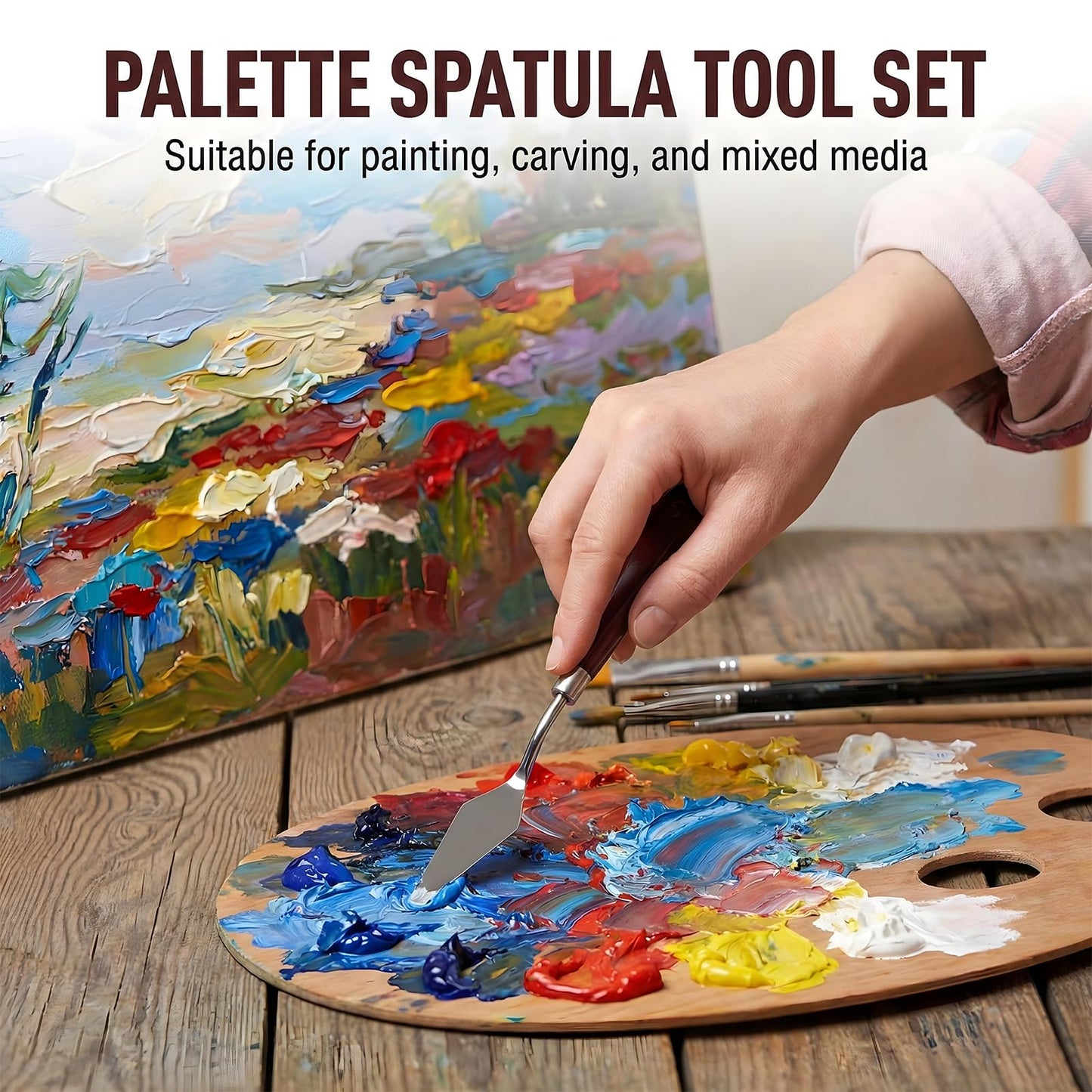 HANLANXUE 29 Piece Palette Knife Set, Numbered Paint Spatula Stainless Steel with Wooden Handle for Acrylic and Oil Painting Textured Art Supplies Canvas