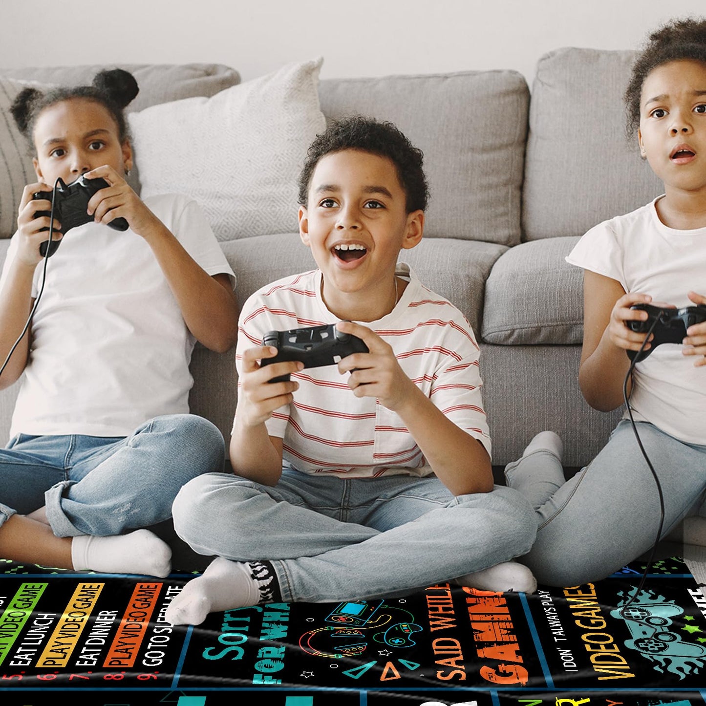 LARIAU Gamer Gifts Blanket for Boys, Gaming Gift for Adult, 50"x40" Game Controller Blanket Decor for Home Bedroom Birthday, Christmas, Holiday, Thanksgiving Gifts for Son