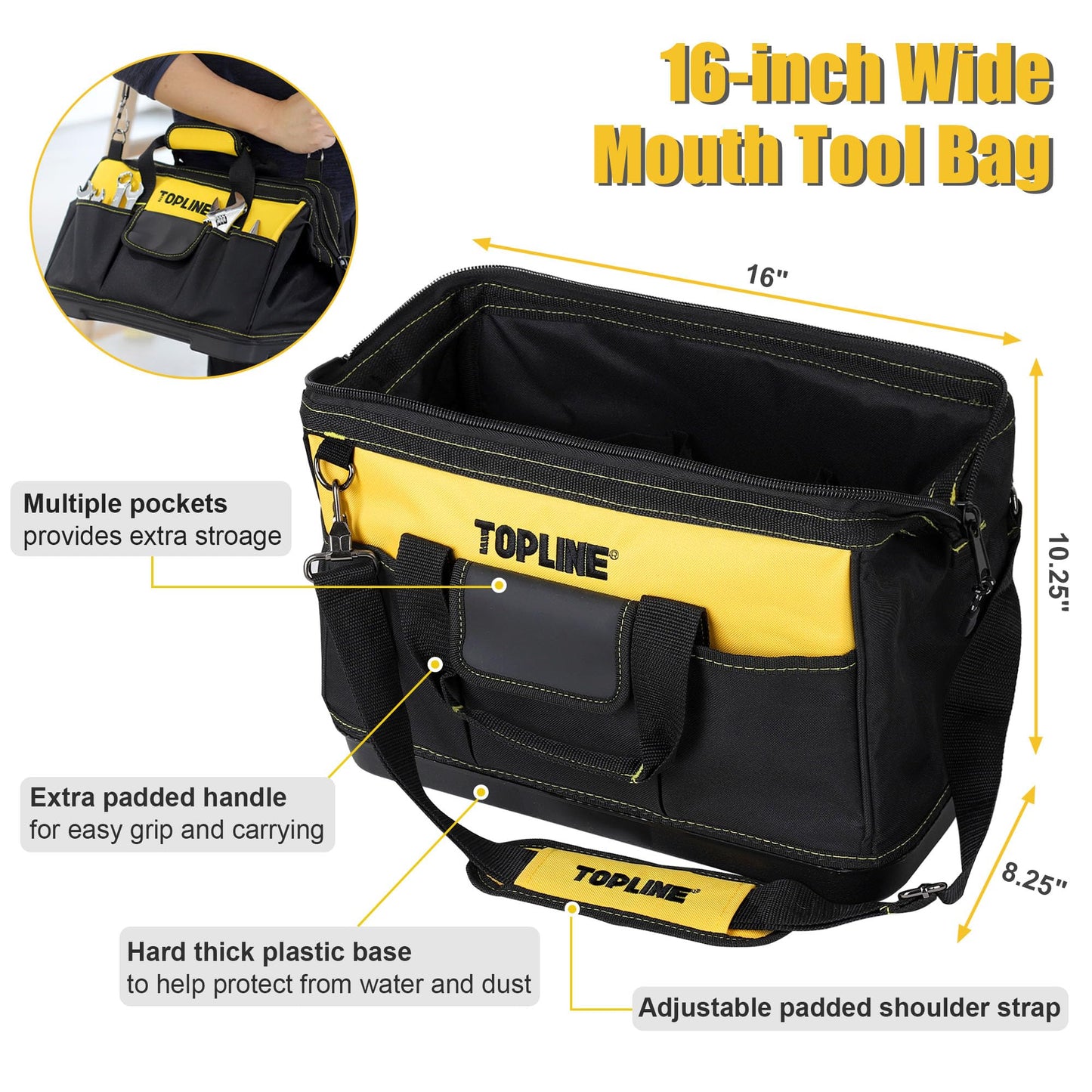TOPLINE 467-Piece Household Home Tool Sets for Mechanics, 16-Inch Tool Bag with Heavy Duty Home Tool Kit Included, Tool Sets for Men, Tool Kits for Home General Maintenance, Basic Applications