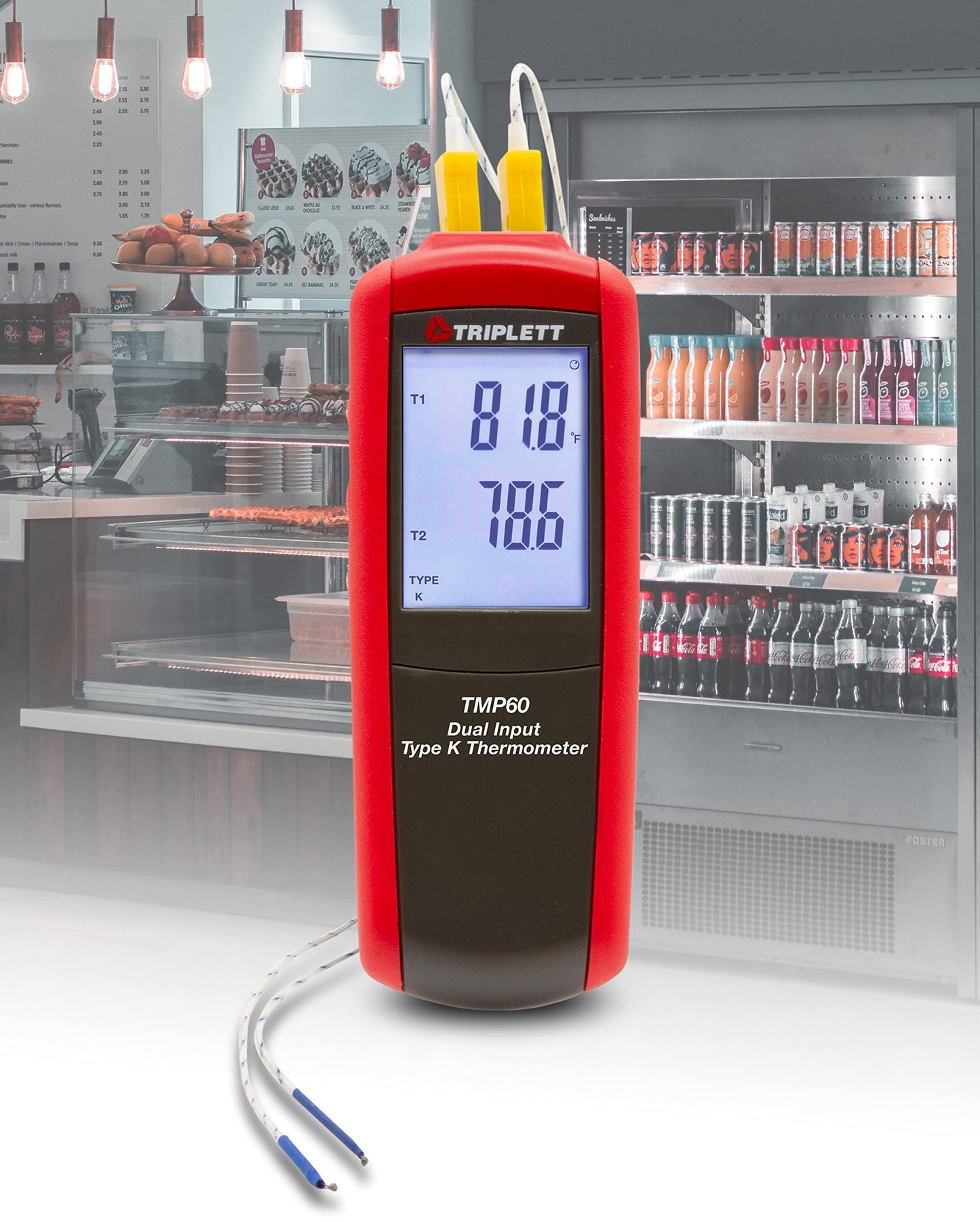 Triplett TMP60 Dual Input Type K/J Thermometer with Certificate of Traceability to NIST