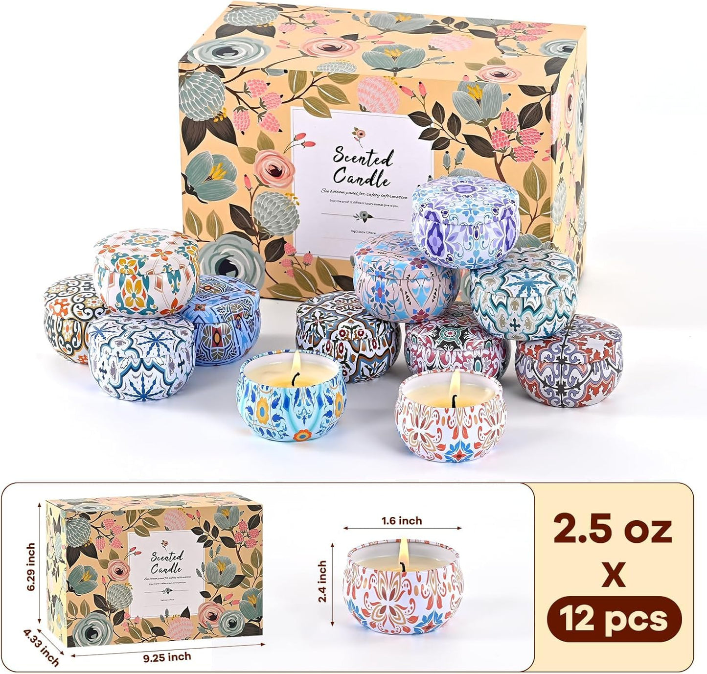 Obisesio Scented Candles Gift Set, Candles for Home Scented 12 Pack, 300 Hours Long Lasting Soy Wax Aromatherapy Candle Set, Friends Moving Away, Birthday, Retirement Gifts for Women with Gift Box