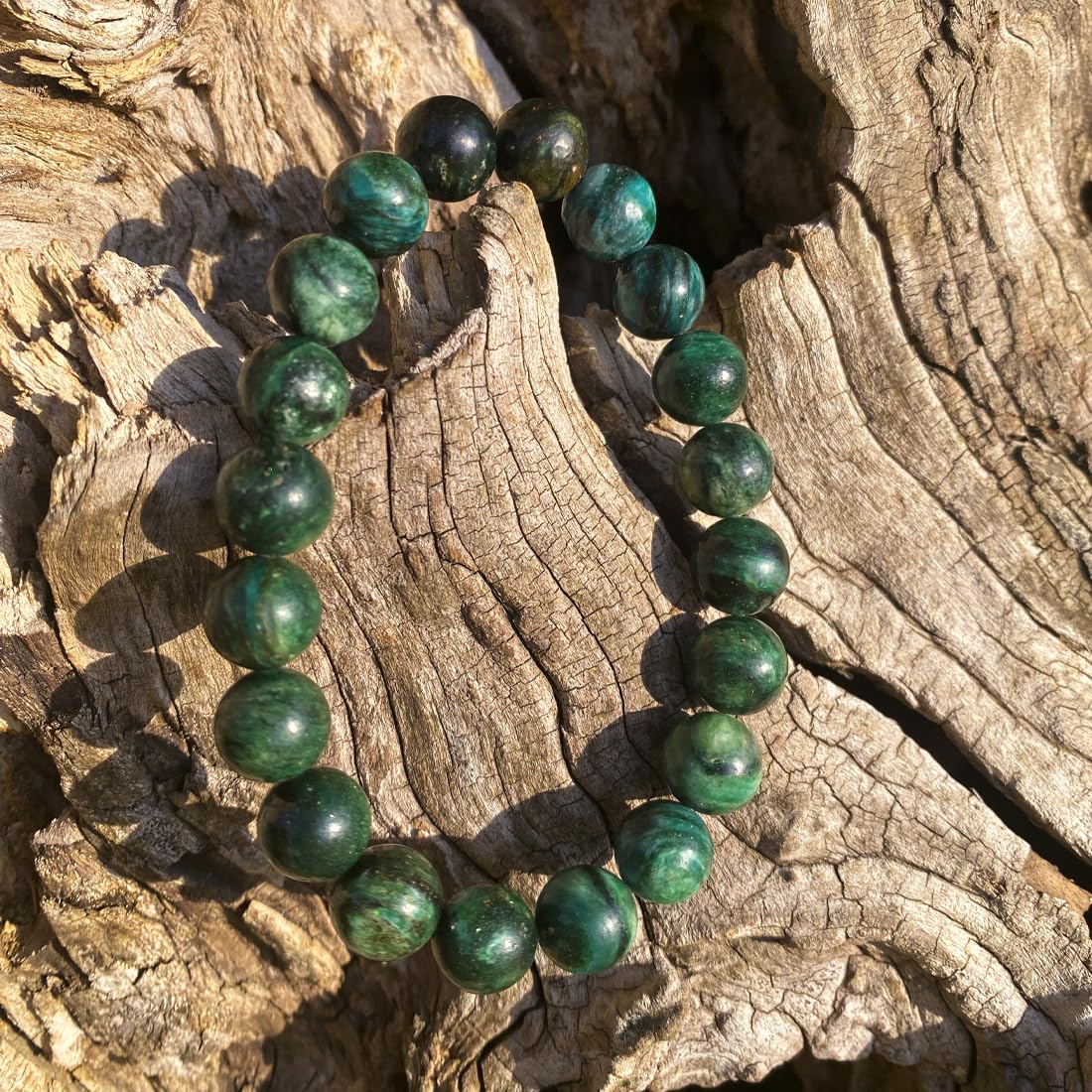 10mm Emerald Bracelet | Natural Green Heart Chakra Crystal Beads - Handmade Gemstone Meditation Bracelet for Abundance & Love & Luck | Beading Tool Kit - Fits for 7-8 inch Large Wrist Size