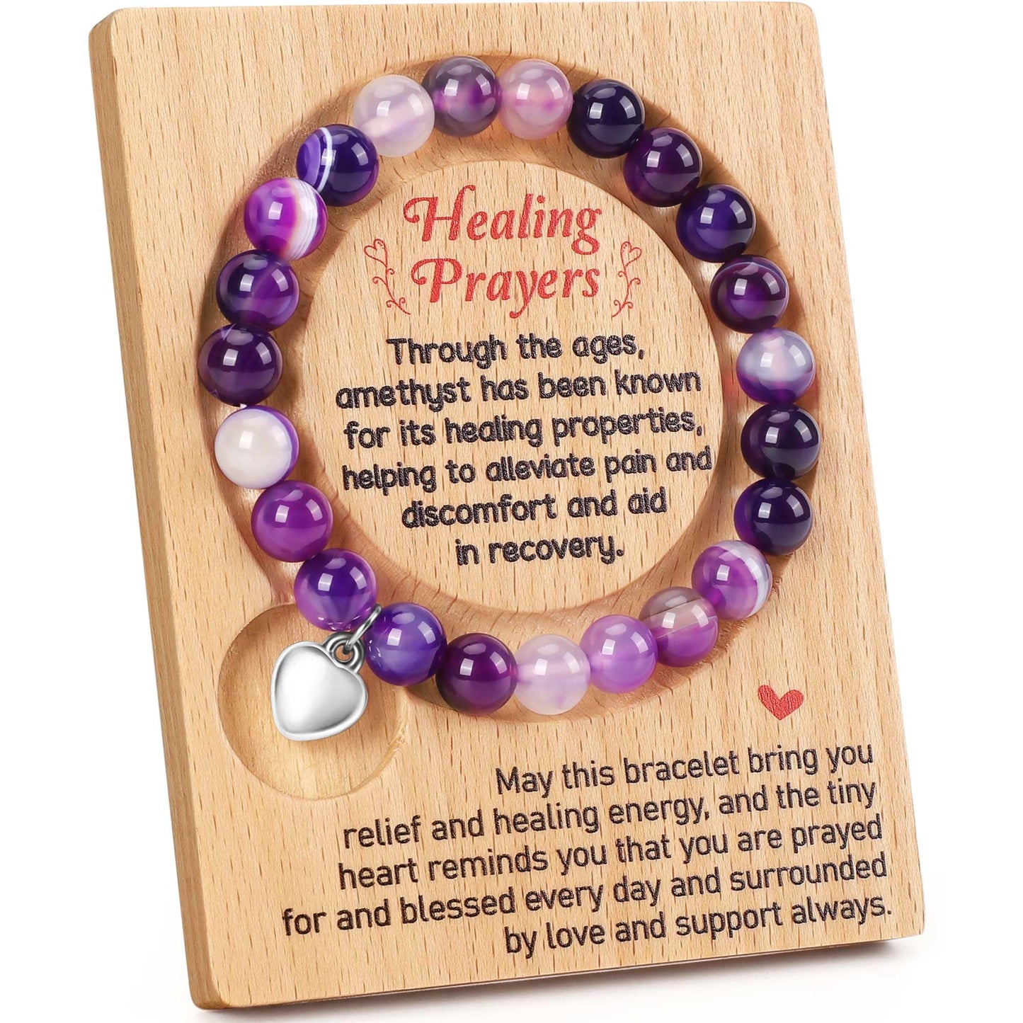 WZHENAINI Best Post After Surgery Gifts Get Well Soon Healing Bracelet for Women Thinking of You Presents Feel Better Self Care Purple Inspirational Encouragement Gift for Women