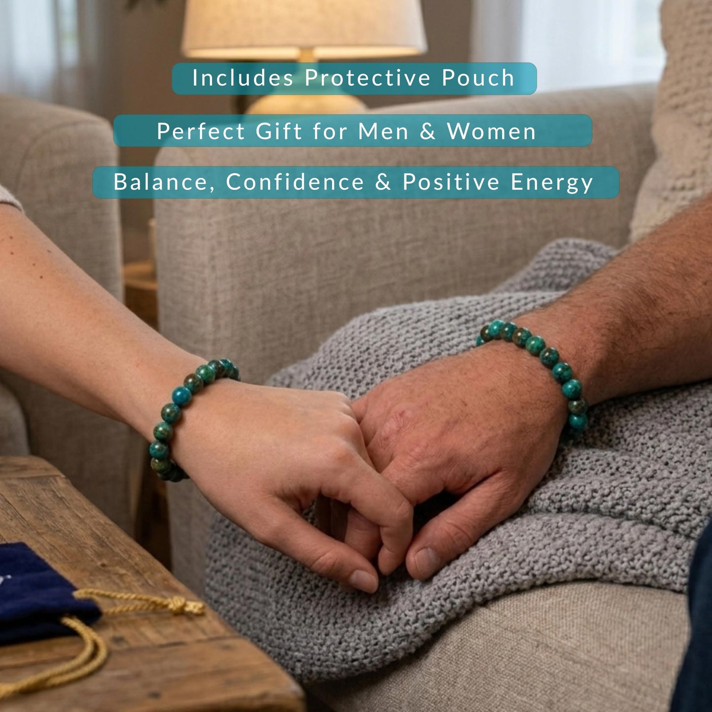 Cherry Tree Collection Chrysocolla Beaded Bracelet – Genuine 8mm Gemstone Stretch Bracelet for Men & Women – Handmade Crystal Bracelet - (Chrysocolla - S)