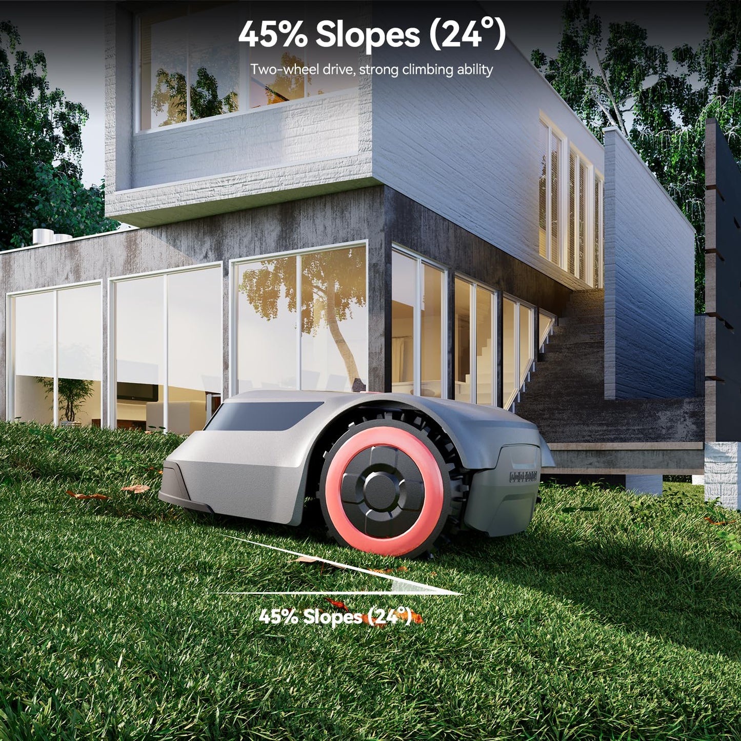 Redkey MGC1000 Robot Lawn Mower with 390ft Boundary Wires for 0.12 Acre (1/8 Acre), 45% Slope, 70Mins Runtime, Auto Recharge, Automatic Robotic Lawn Mower w/Precise Location & Breakpoint Detection