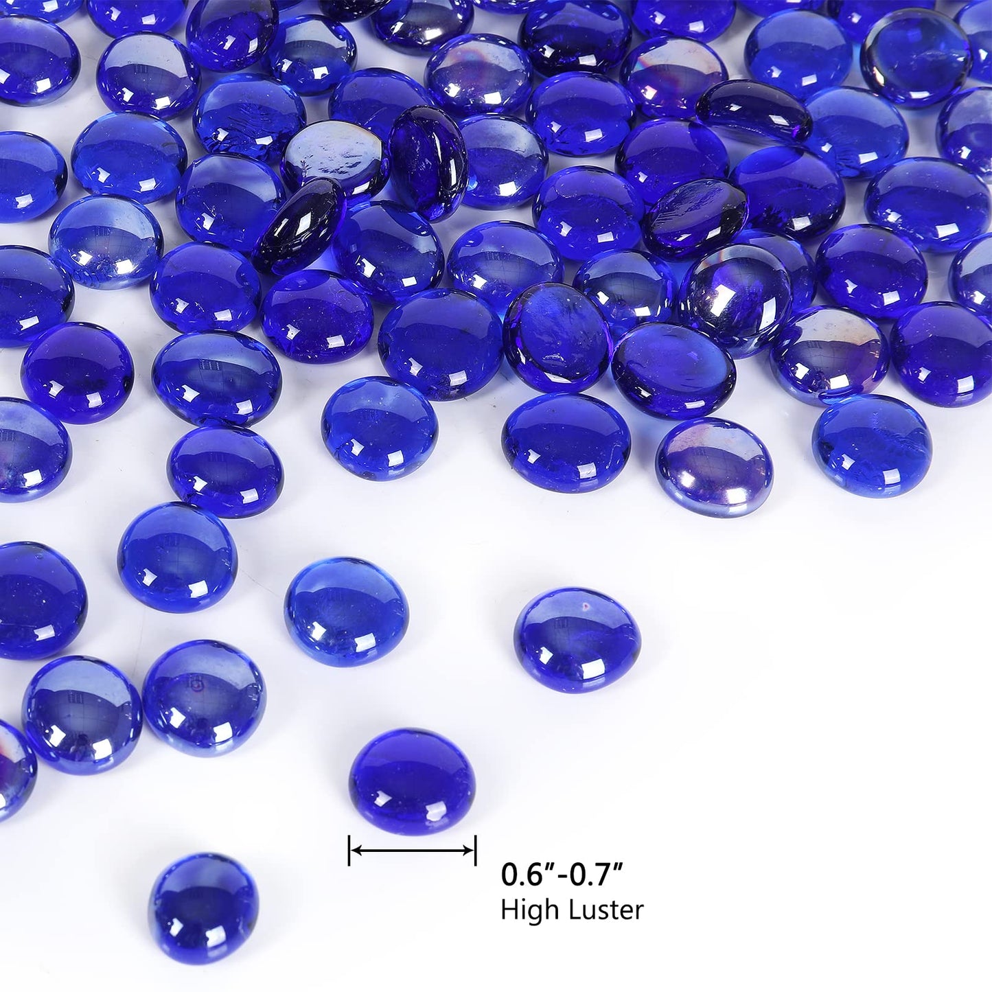 Ausluru 5LB Fire Glass Beads Flat Glass Marbles for Outdoor Fire Pit and Fireplace, Glass Gemstones for Vase Filler, Aquariums, Hydroponics Plants, Home Decor and Christmas DIY Craft, Cobalt