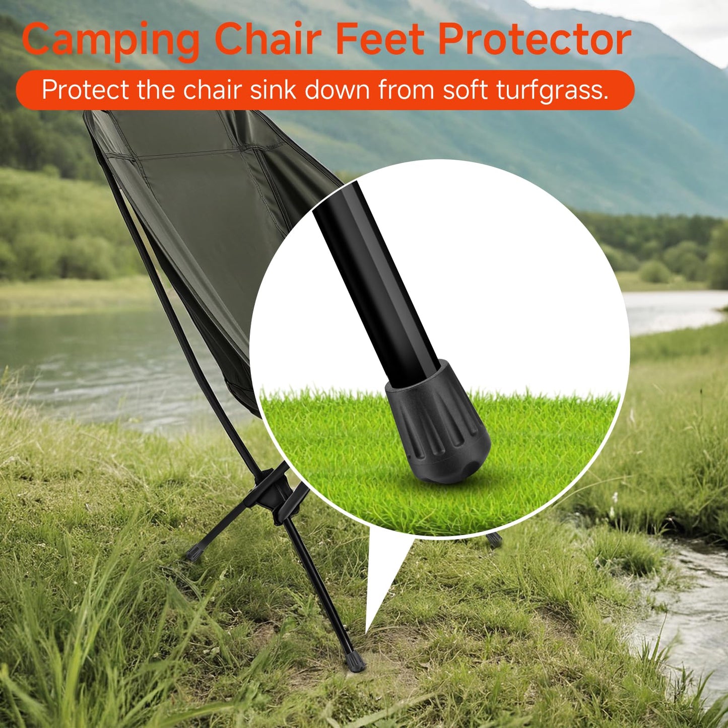 Easecos 10 Pcs Camping Chair Leg Tips Non-Slip Chair Leg Cover Caps Outdoor Folding Table Feet Replacement Protector Pads for Camping Picnic Hiking Fishing Lawn