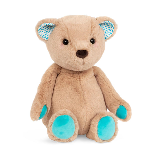 B. toys – 12-Inch Plush Teddy Bear – Soft & Cuddly Stuffed Animal Toy – Huggable & Washable – for Newborns, Toddlers, Kids – Happy Hues – Cara – Mellow Bear – 0+ Months