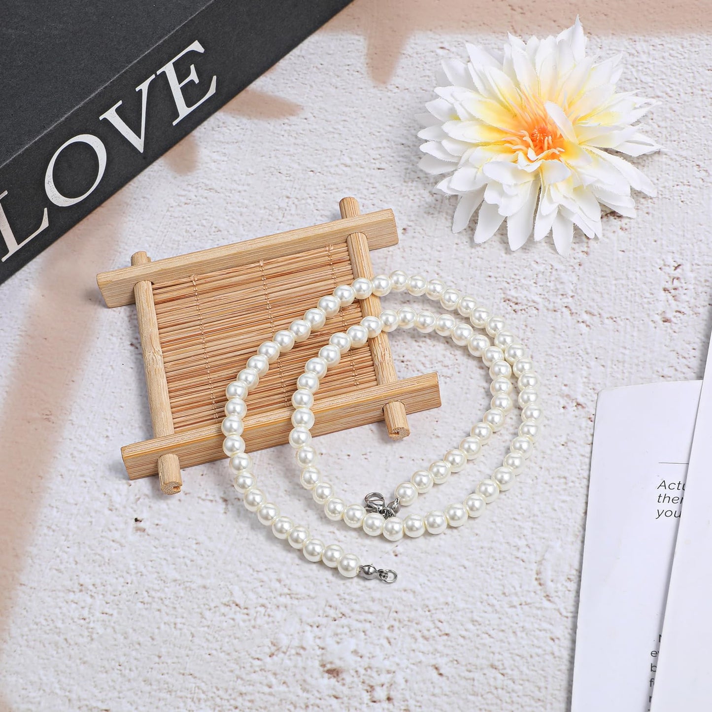 Round Imitation Pearl Necklace for Women, 6MM Cream White Rounds Pearl Choker Dainty Round Imitation Pearls Choker Necklace for Wedding Prom Jewelry Gifts