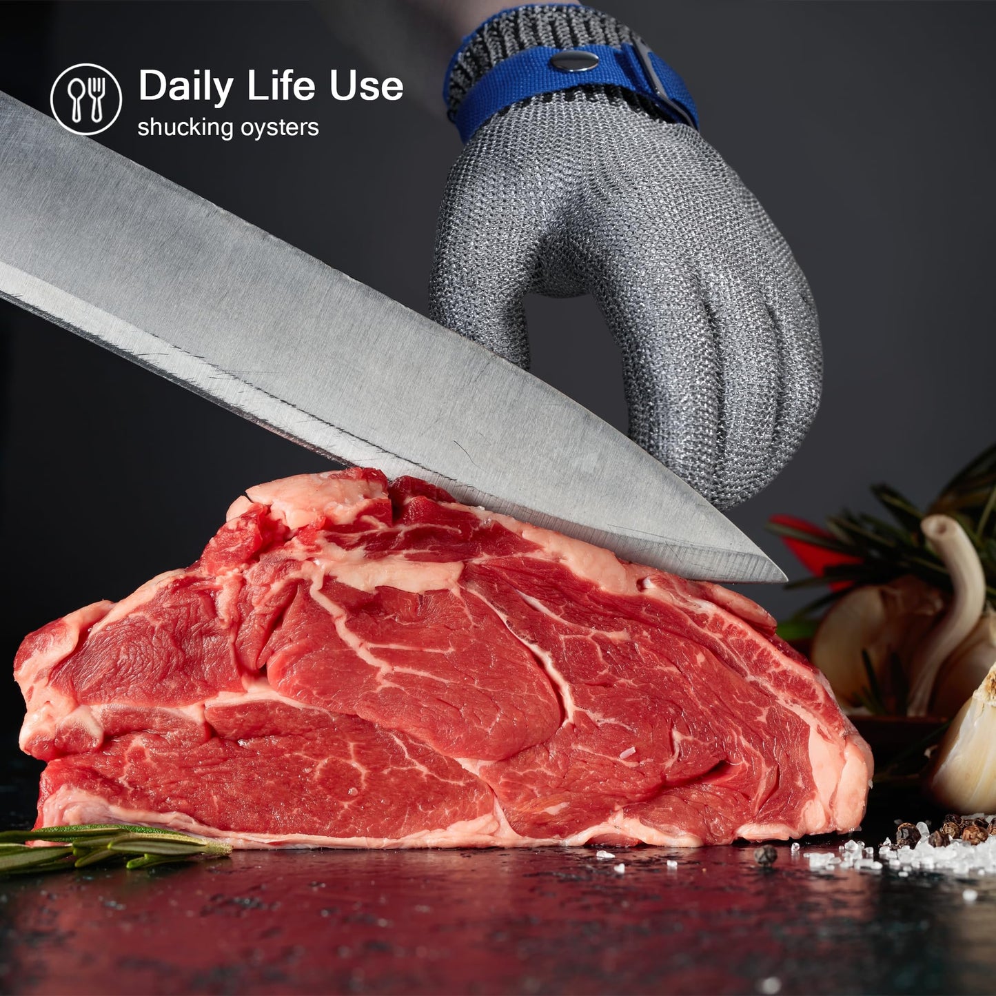 ZEEGO ANSI A9 Cut Resistant Glove, Food Grade Stainless Steel Mesh Metal Glove, Suitable for Mandoline, Kitchen Cooking,Butcher Meat Cutting and Oyster Shucking(Large Size)