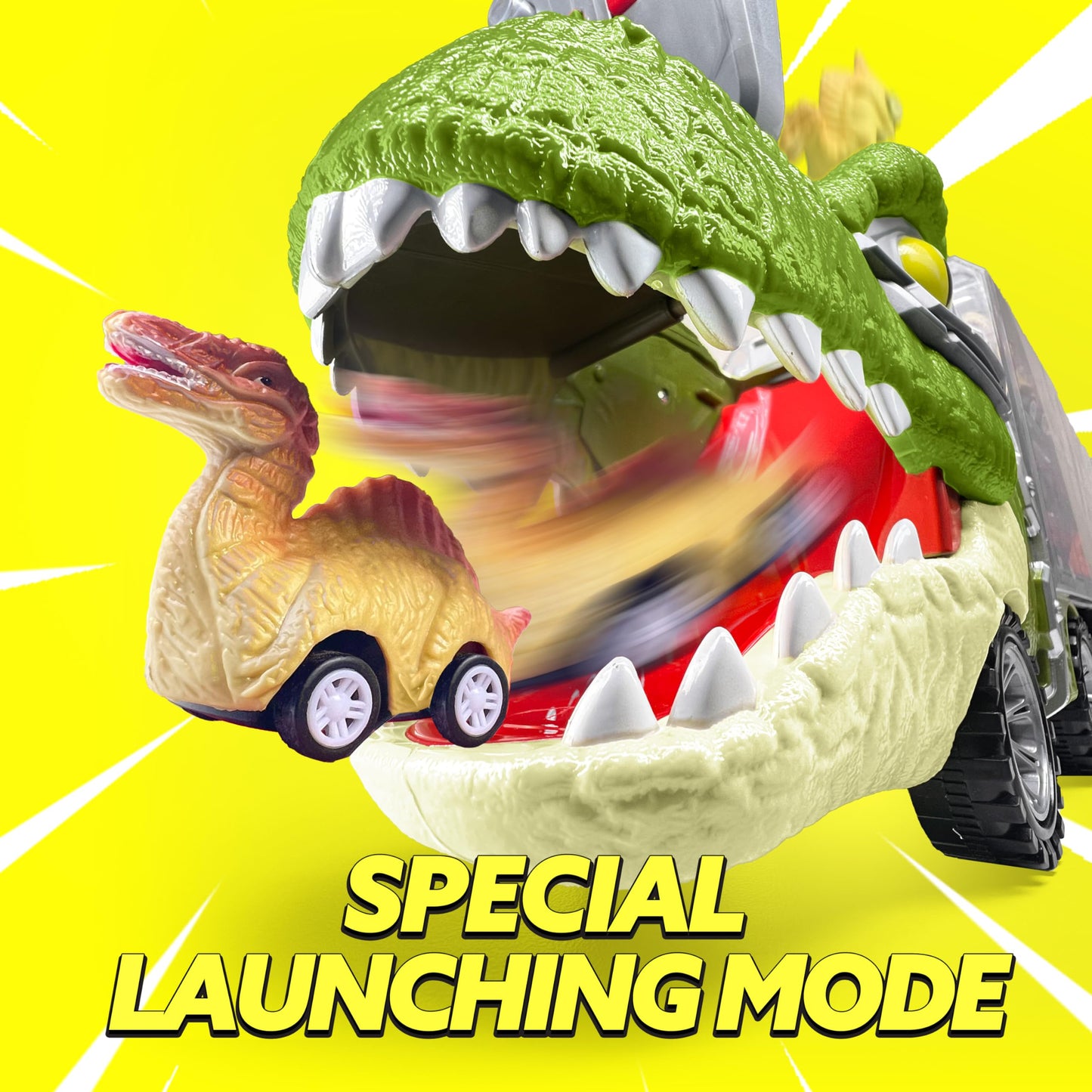 JOYIN 13 in 1 Dinosaur Toys for Kids 3-5, Transport Dinosaur Carrier Truck with 12 Pull Back Cars, Toddler Toys 3-4， Birthday Gifts for 3 4 5+ Year Old Boys