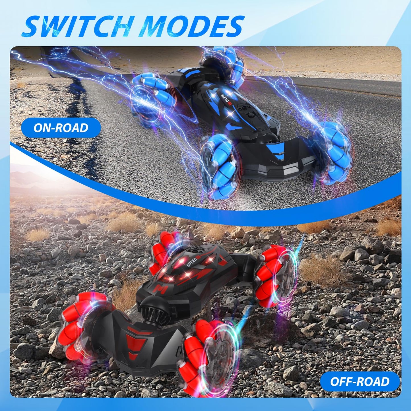 XAMIMM Remote Control Car, Gesture Sensing RC Stunt Car, 4WD Offroad for Rotating, 2.4 Ghz Remote Control and Hand Controlled Twist Cars,Transform RC Cars, Toy Presents for Boys and Girls Age 6-13