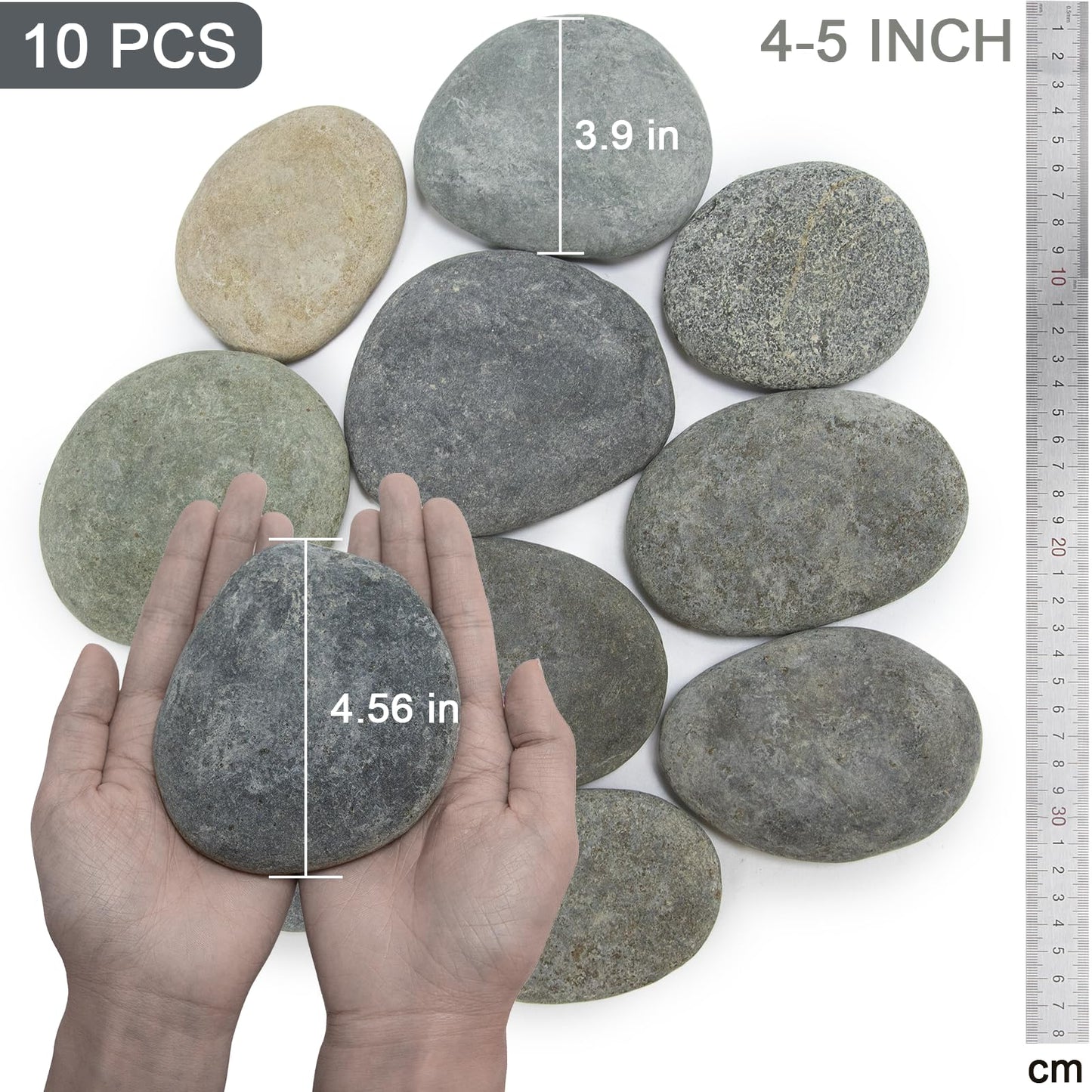 Auksay Rocks for Painting 10pcs 4-5.3” Large River Rock for Paint Natural Flat & Smooth Stones for Painting for Kids & Adult Craft Gift
