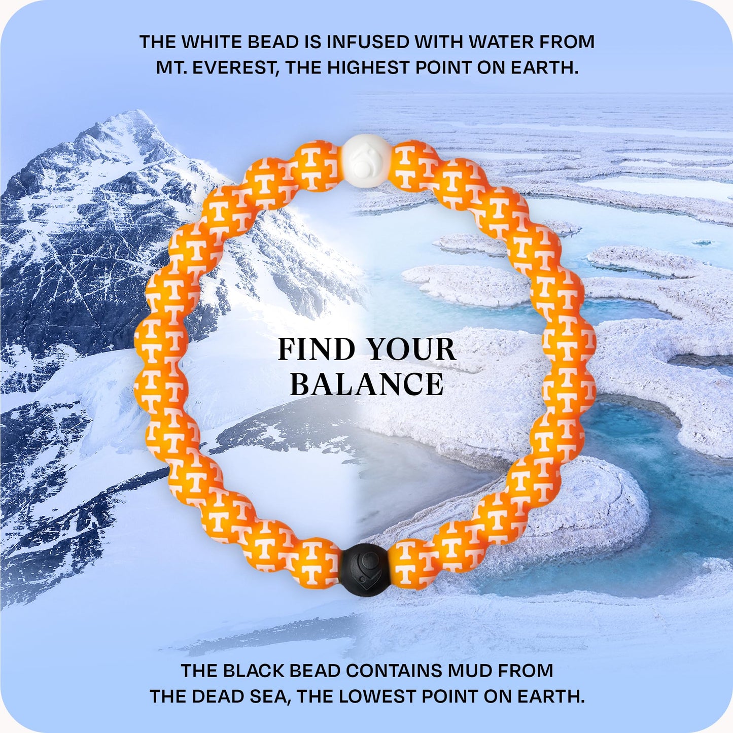 Lokai Collegiate Silicone Beaded Bracelet for Women & Men, Tennessee University - Medium, 6.5 Inch Circumference - Silicone Jewelry Fashion Bracelet Slides-On for Comfortable Fit