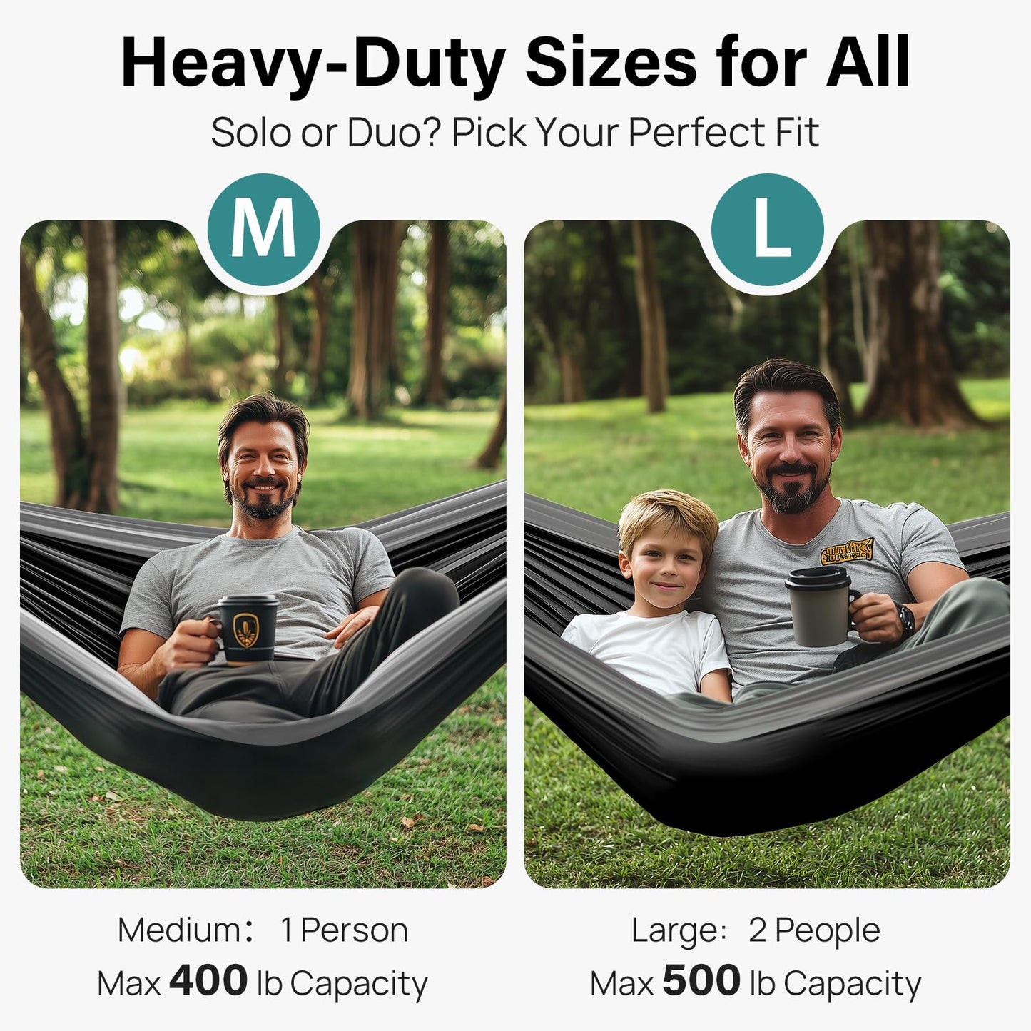 Kootek Camping Hammock 500 lbs Capacity, Portable Hammocks with Tree Straps & Attached Carry Bag, Camping Essentials Gear, Perfect for Outside Indoor Hiking Beach Backpack Travel