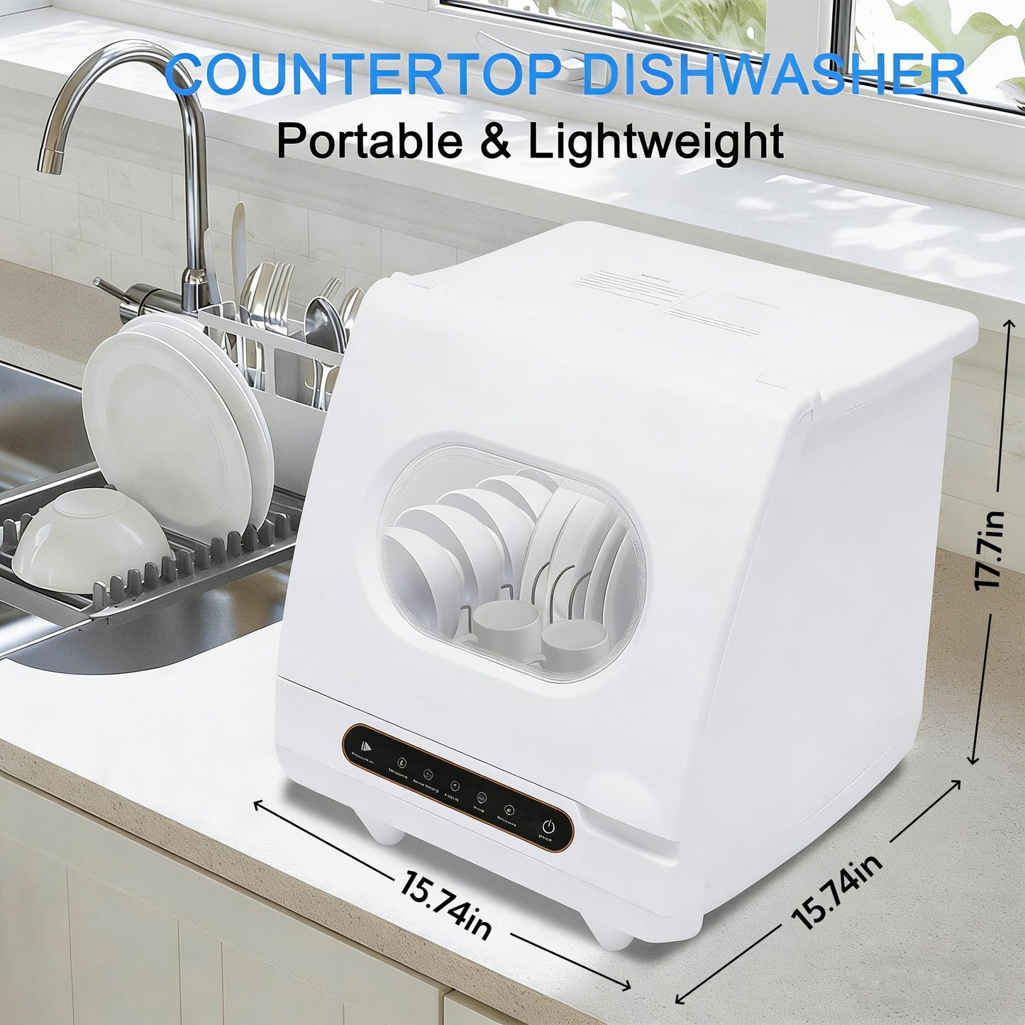 Countertop Dishwasher Portable Dishwasher with 5L Built-In Water Tank Mini Dish Washer with 5 Washing Programs and 360° Dual Spray for Small Apartments and Rvs
