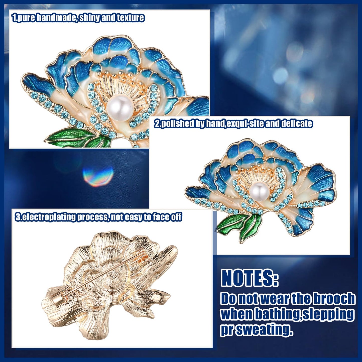 Junkin 12 Pcs Women Brooches Bulk Set Rhinestone Pin Crystal Vintage Brooch Retro Pin Summer Wedding Gifts for Women Girls(Flower)