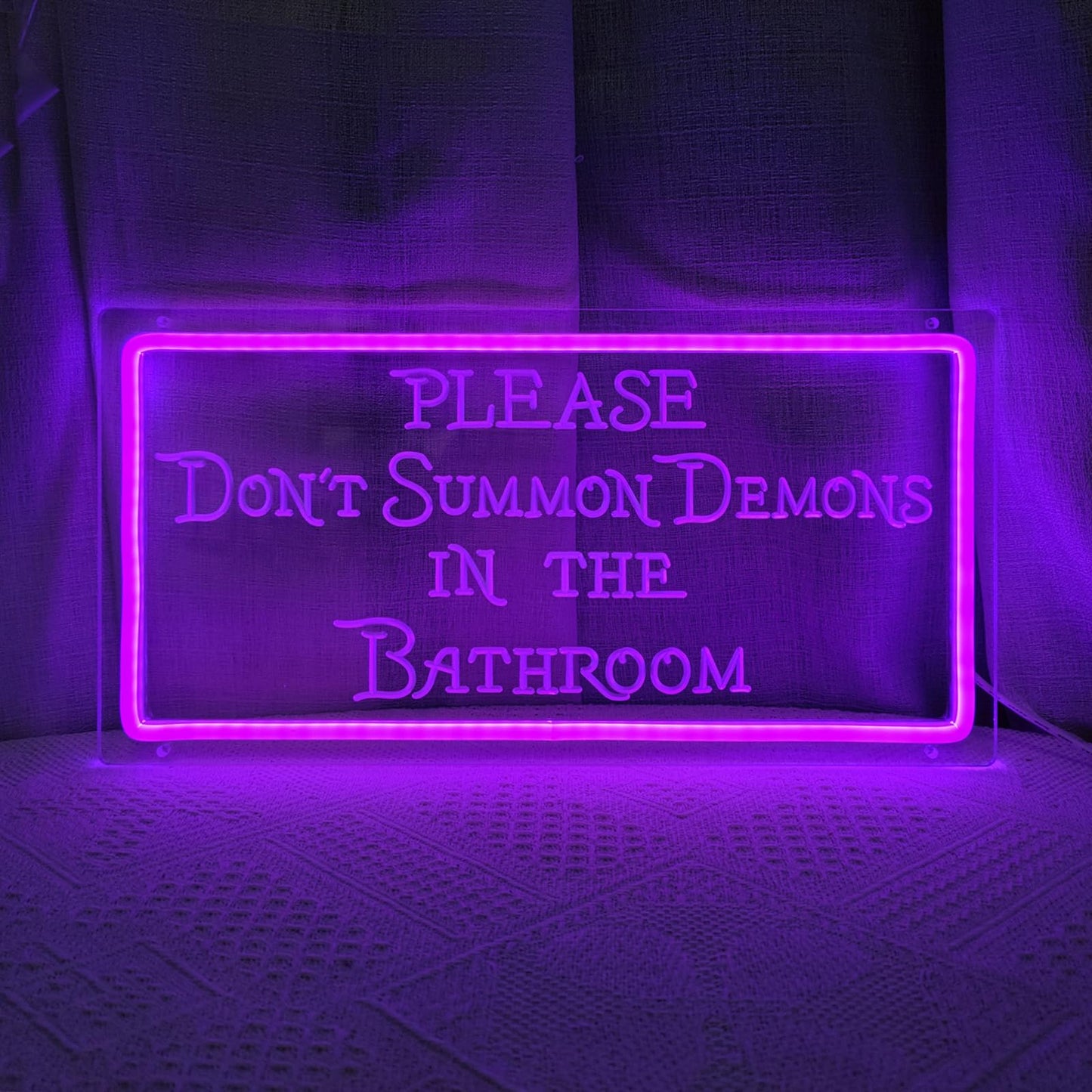 Please Don't Summon Demons in the Bathroom Neon Signs for Wall Decor, Neon Led Light Sign Home Decorations for Dark Humor Goth, Gothic, Witchy Bathroom Decor, Family, Bar, Party, Christmas, INSNEnN