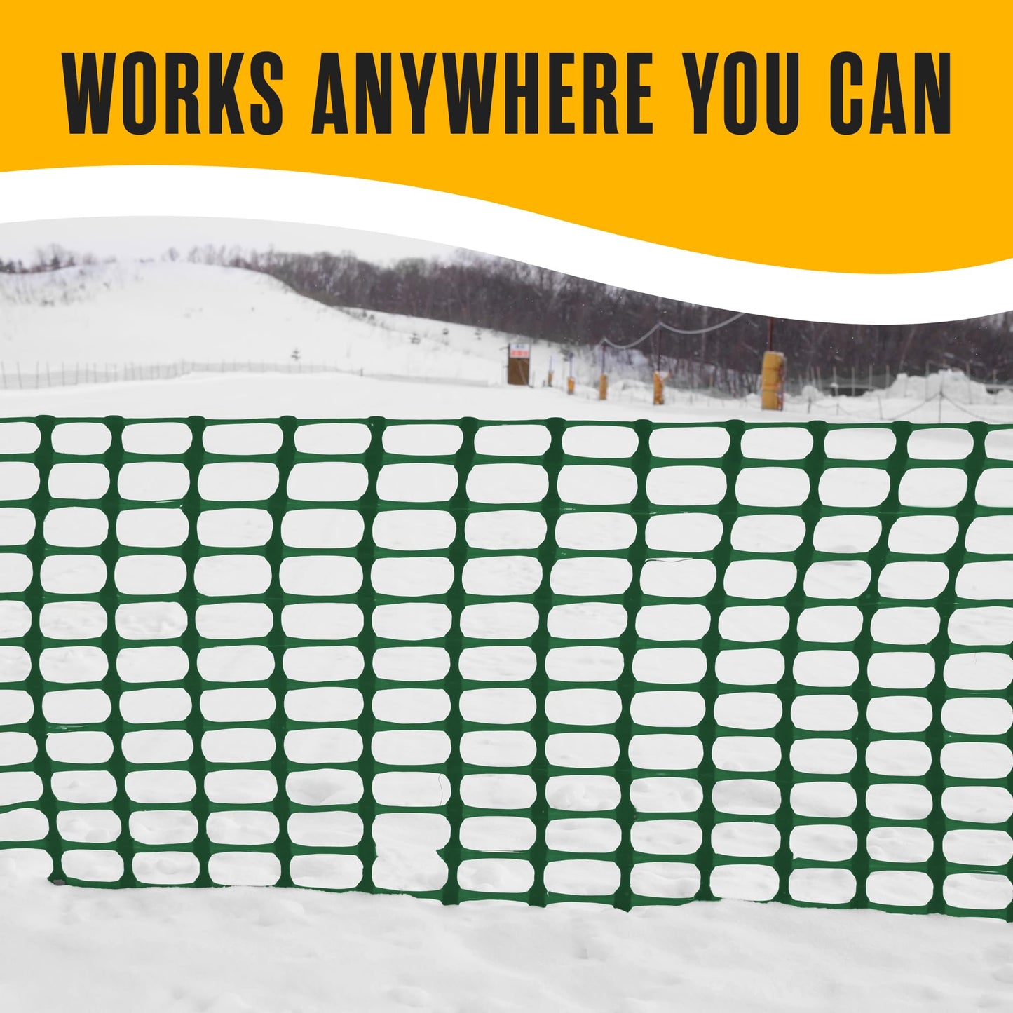Houseables Fencing, Temporary Fence, Snow Fence, 4x100' Feet, 10.55 lb/roll, Green Plastic Fencing, Deer Netting, Plastic Mesh Roll, Safety Netting, Construction, Yard, Garden, Chicken, Dogs, Backyard