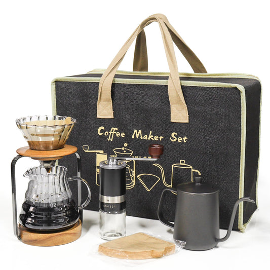 SOTECH Pour Over Coffee Maker Set with Dripper Stand Coffee Filters Paper Coffee Grinder Gift for Coffee Lovers