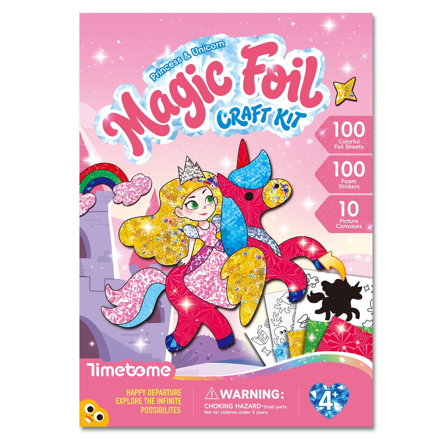 Timetome Foil Craft Kit for Kids, Princess & Unicorn Foil Art Set for Ages 4–8, No Mess Creative Arts and Crafts, Easy Peel Stick Foil Pictures, Gift for Girls 5-10