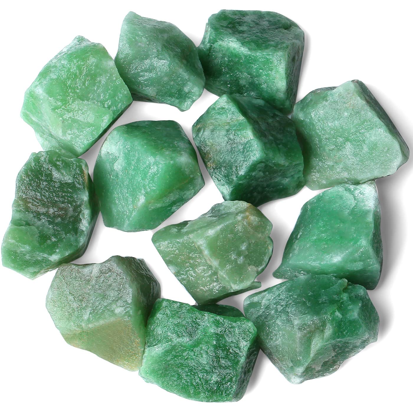 QINJIEJIE 0.9Lbs Green Aventurine Raw Crystals Natural Rough Stones Bulk Large 1" Rocks Reiki Gemstones Garden Fountain Decorative Rocks for Tumbling Cabbing Polishing Wire Wrapping Wicca