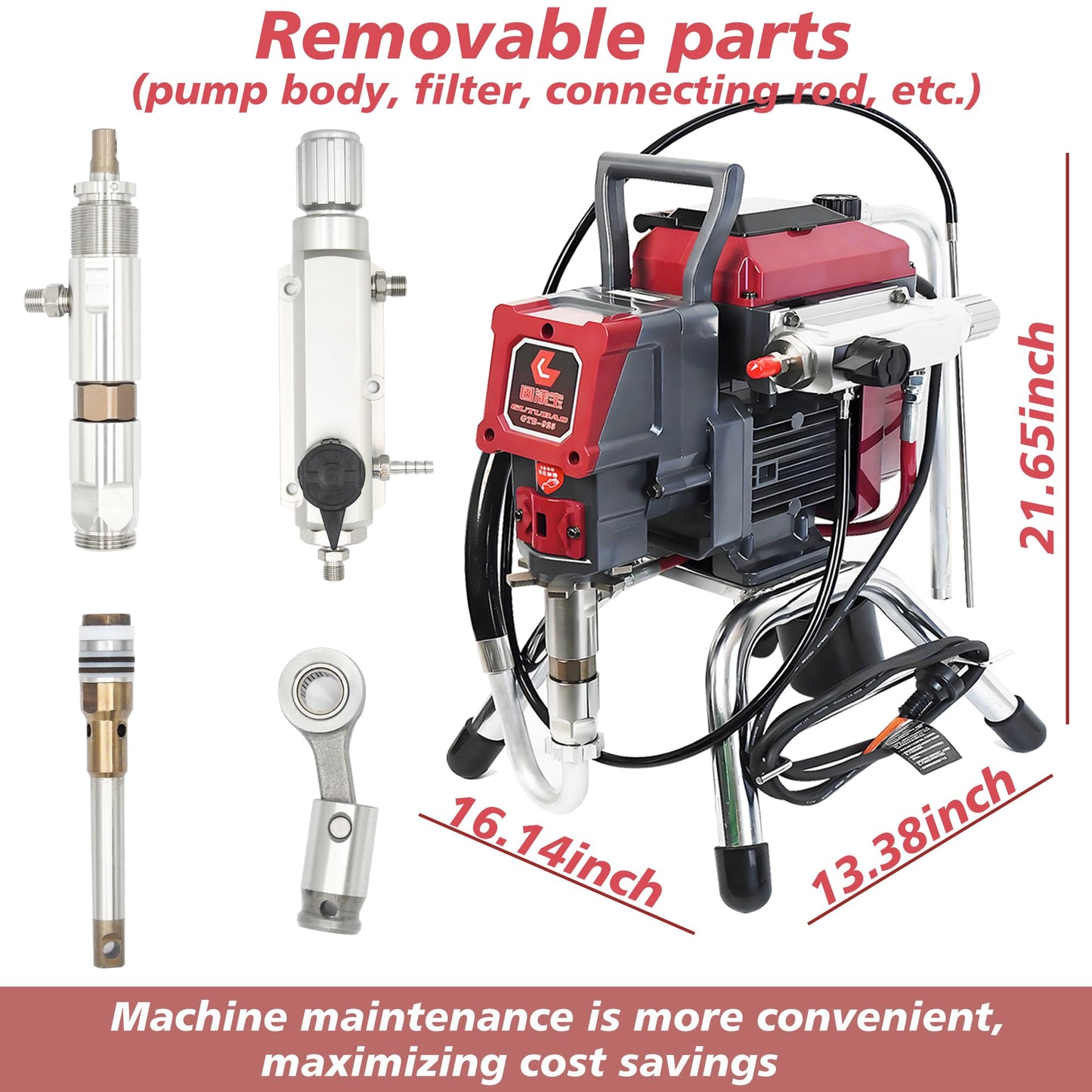 GUTUBAO 925 Airless Paint Sprayer Kit,High Efficiency Airless Painting Machine with 19.68" Extension,515,517,519 Tip for Large Projects, Commercial Paint Sprayer for House Painting or Contractor