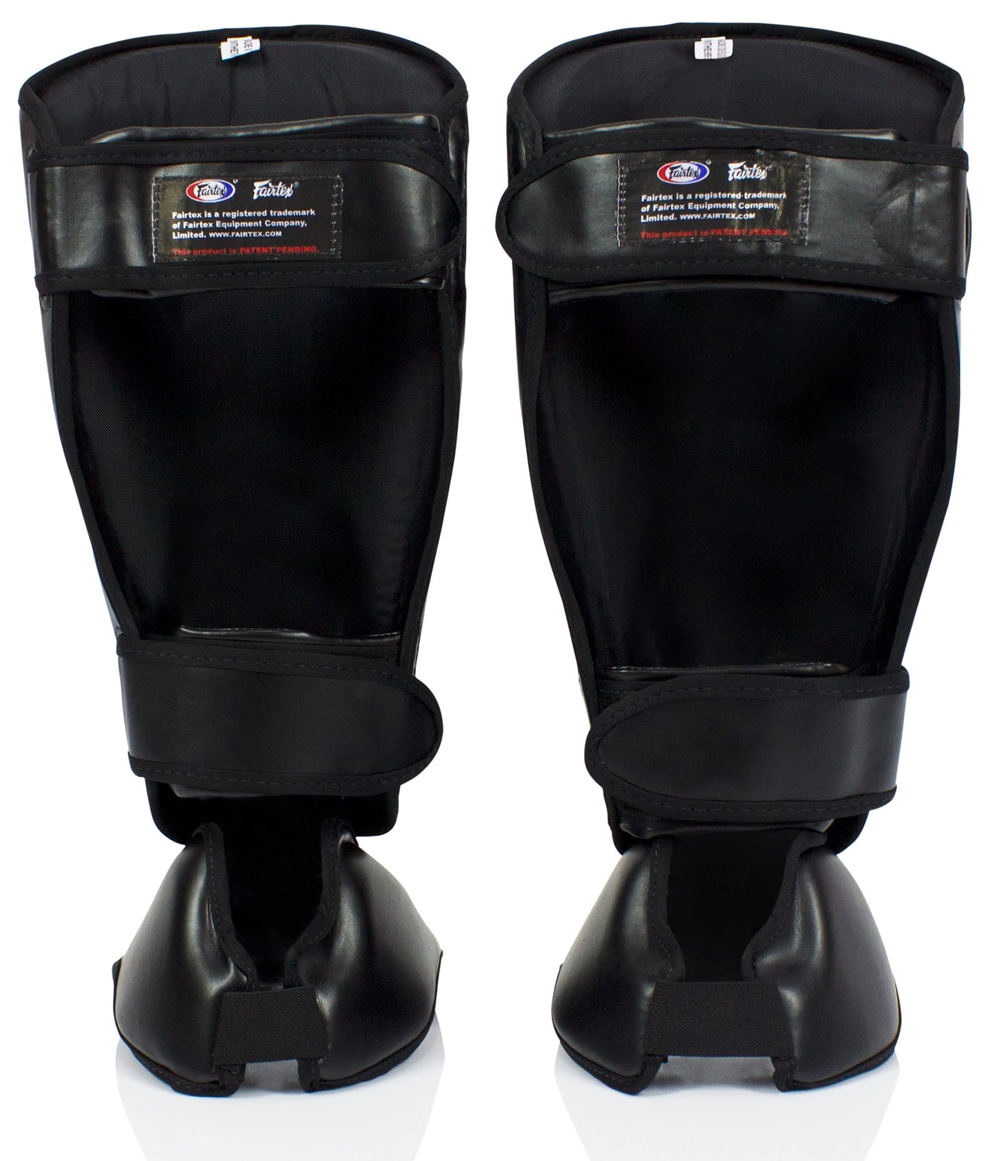 Fairtex SP7 Muay Thai Shin Guards for Men, Women, Kids | Shinguards Made with Syntek Leather & are Premium, Lightweight & Durable | Detachable shin & Foot Protector- Medium, Black