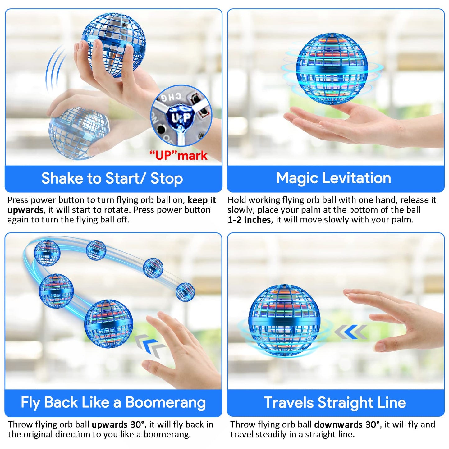 ENJSD 2025 Flying Orb Ball, Boomerang Hover Space Ball Flying Spinner, Orb Drone Orbit, Cool Toys Kids for 6 7 8 9 10+ Year Old Boys Girls Teens, Indoor Outdoor Toys