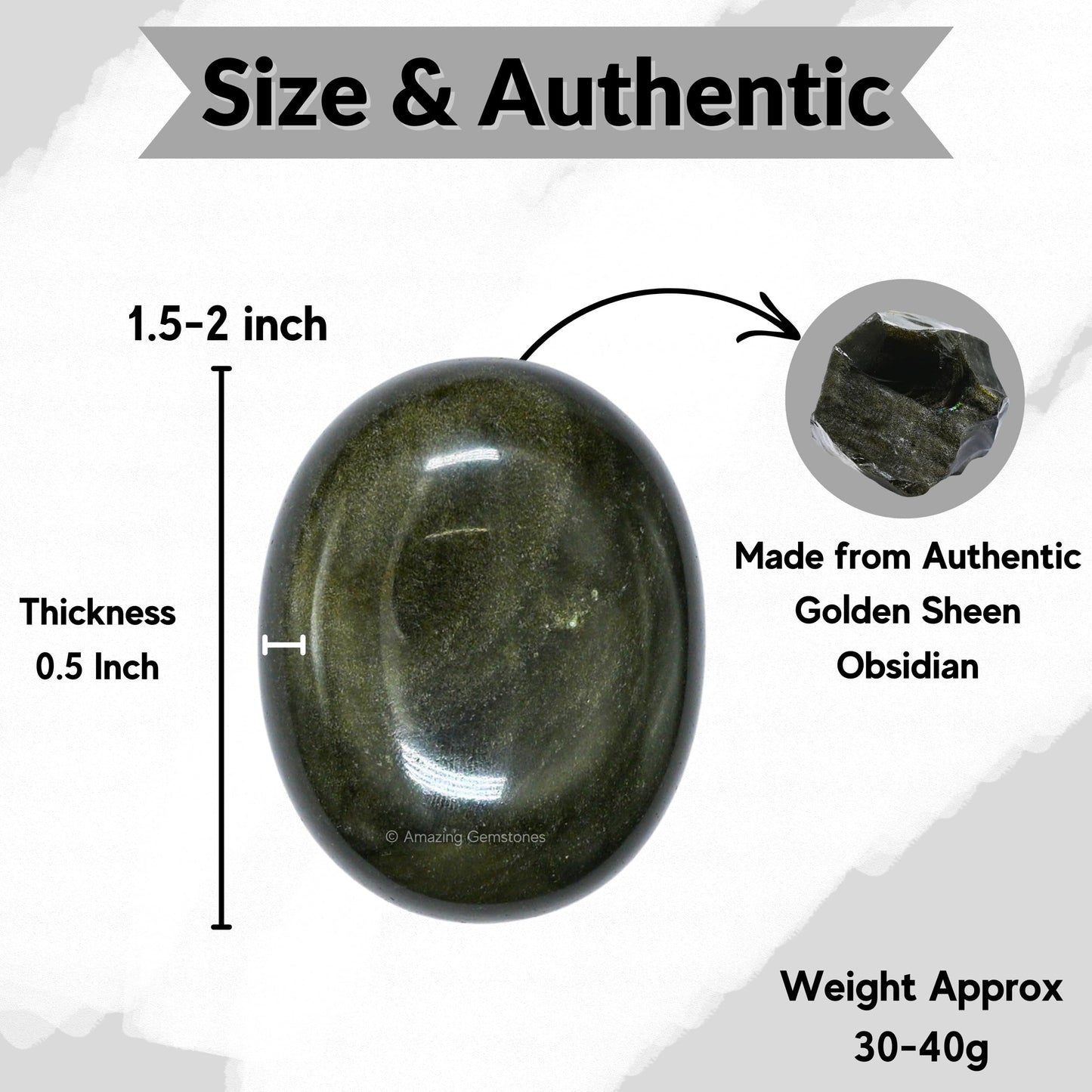 Amazing Gemstone Golden Sheen Obsidian Crystals and Healing Stones - Large Palm Stone Crystals Piedra - Crystal for Good Luck, Positive Energy, Meditation - Unique Stocking Stuffers, Gifts for Women