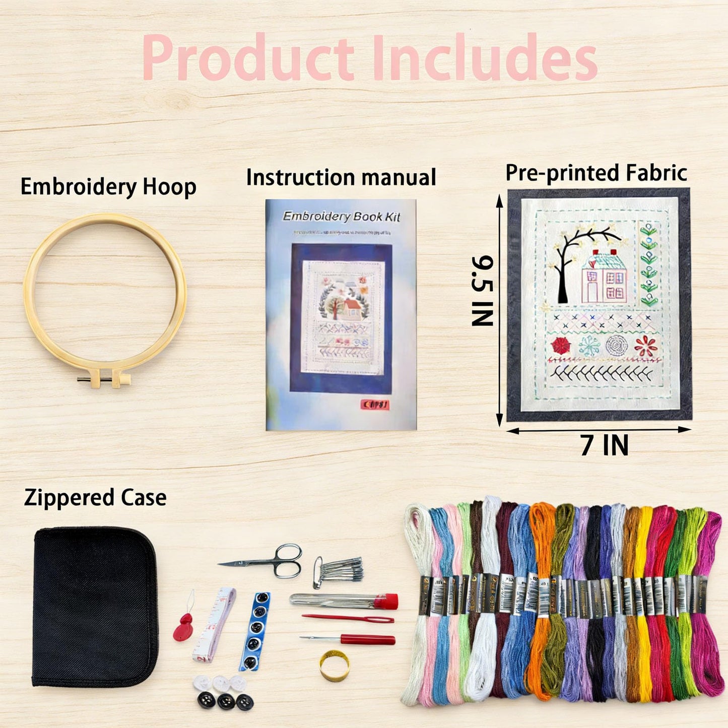 2026 Upgraded Embroidery Kit for Beginners, Embroidery Stitch Book Kit, Embroidery Book of Stitches & Sewing Kit, Portable All Scenario Cross Stitch Kits Easter Basket Stuffers for Teens Toddler