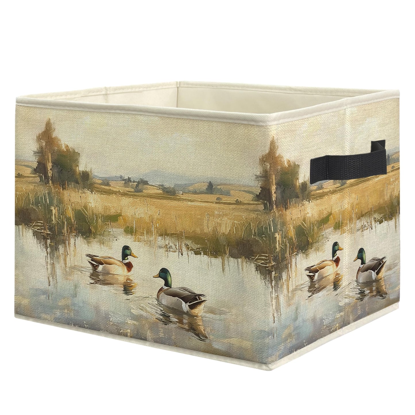 ROXMART Rustic Mallard Duck Storage Bin Box, Countryside Waterfowl Mallard Ducks Collapsible Storage Basket Organizer for Boys Nursery Bedroom Bathroom Clothes Toys Books, Toybox for Boys
