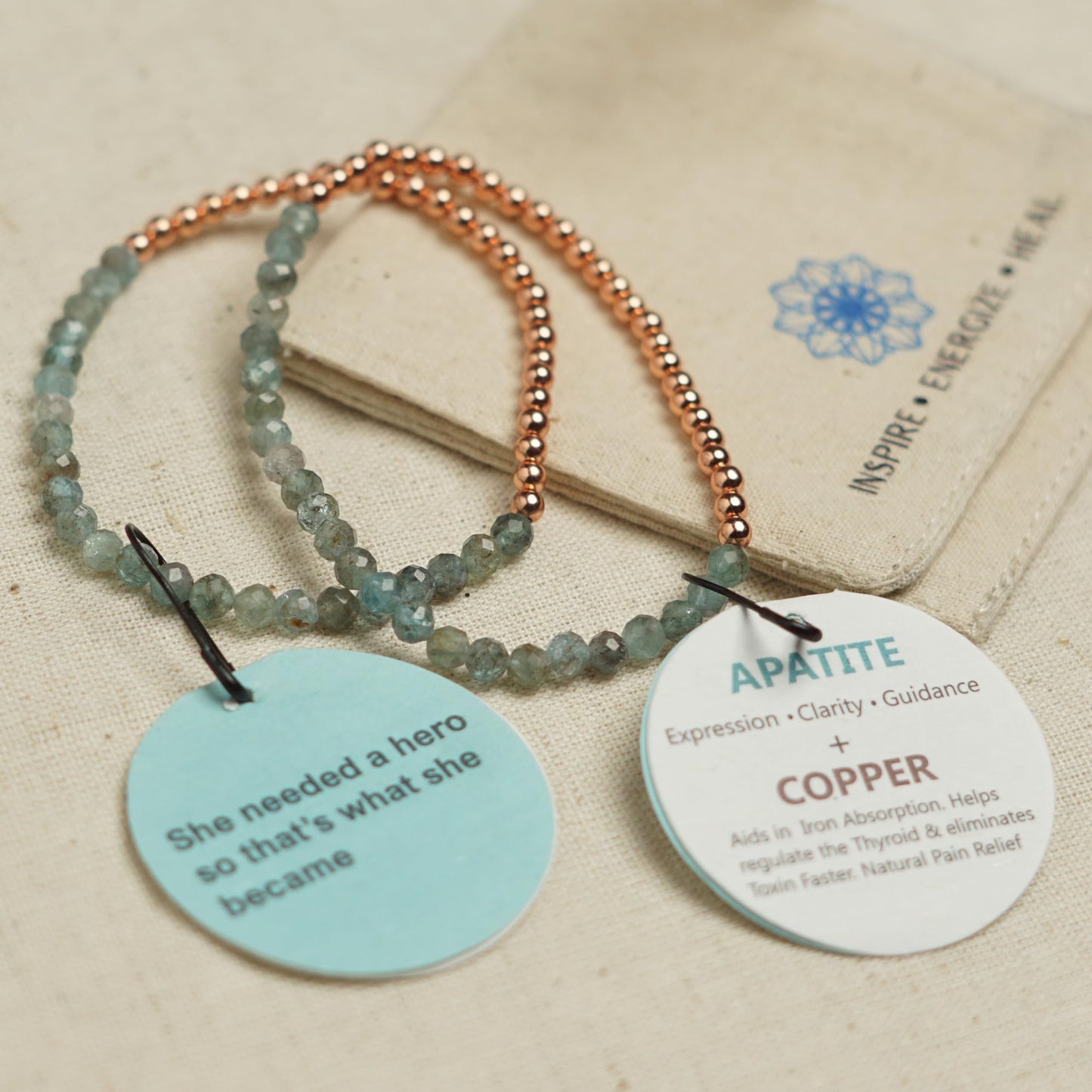 The Blue Yogi Natural Copper Bead Bracelet for Men & Women – Healing Crystal Energy Bracelet for Protection, Wealth & Positivity