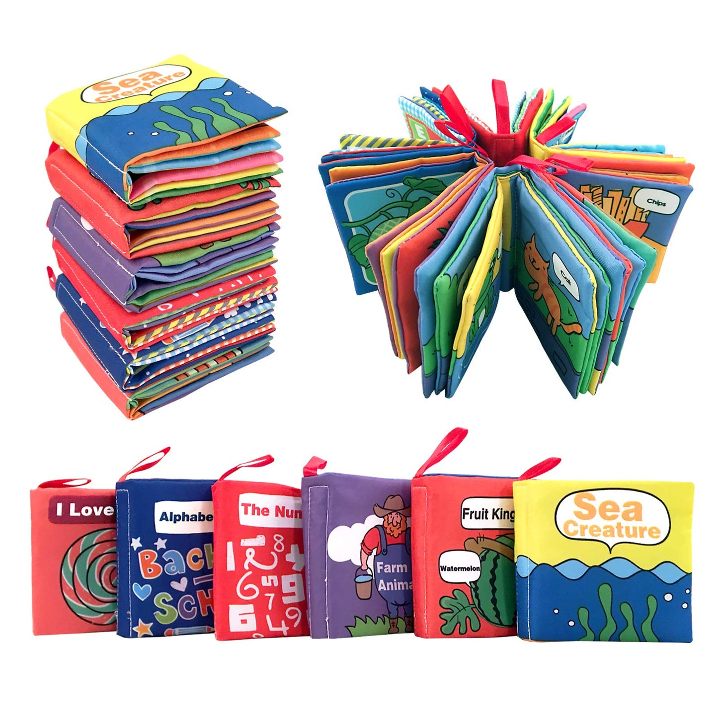 Soft Cloth Books for Baby, Toddler and Infant - Let's Learn Together, Educational Toy for Boy & Girl, Shower Gift for Baby, Pack of 6