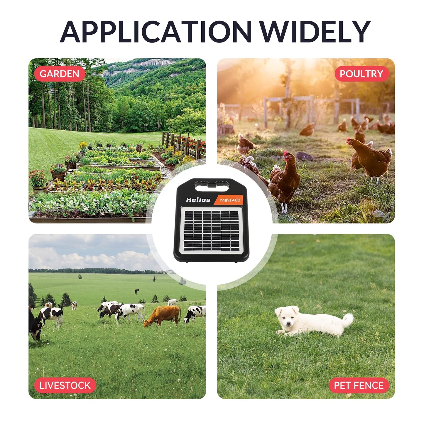 Solar Electric Fence Set: MINI400 + MINI250Front Solar Electric Fence Charger, 0.3Joule & 0.18Joule for Versatile Protection