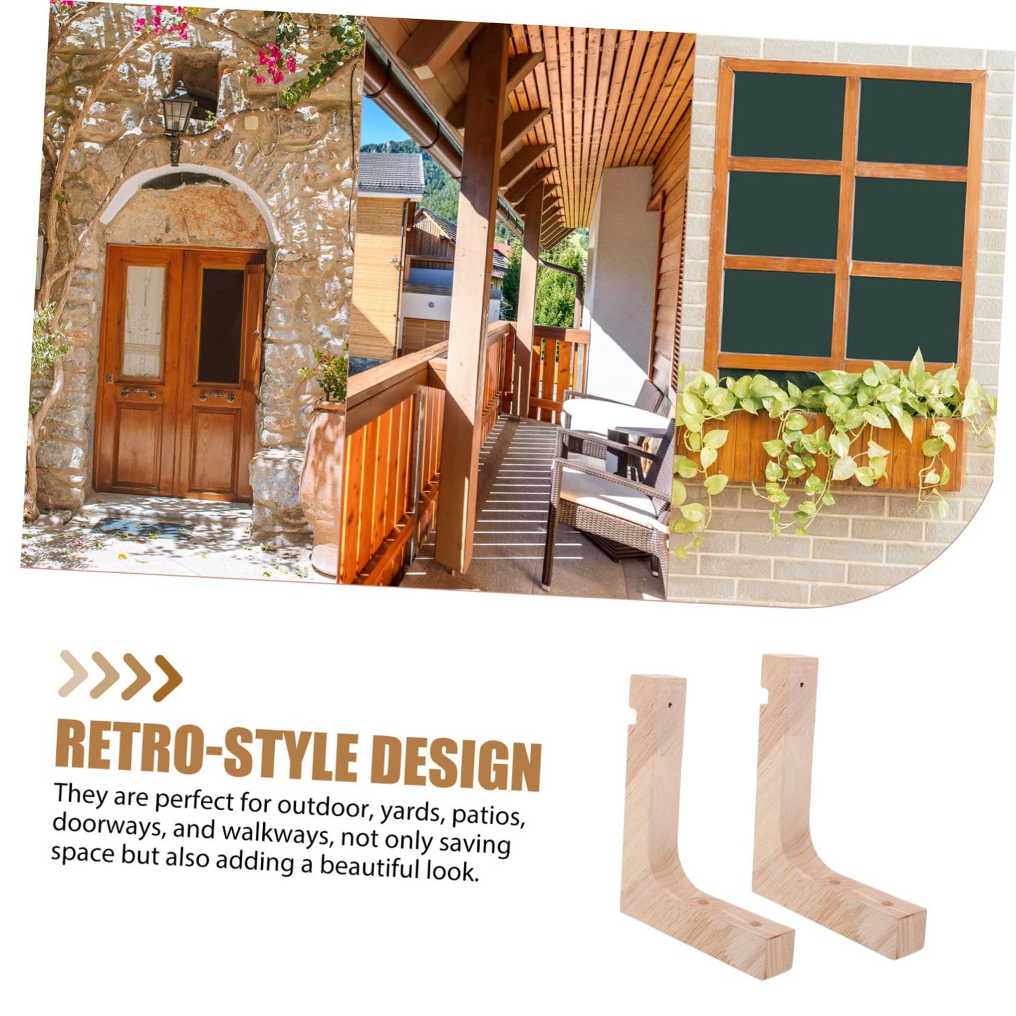 Kichvoe Wooden Plant Hanger Hooks 2pcs Heavy-Duty Wall-Mounted Indoor Plant Hanging Brackets for Flowerpots with Natural Wood Finish Suitable for Patio and Garden