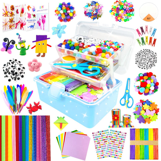3000 Arts and Crafts Supplies for Kids Craft Kit Craft Box with Pipe Cleaners Arts and Crafts for Kids Age 4-6, 6-8, 8-12 DIY School Supplies Materials Set Toys Gifts for Girls Boys Toddlers, Red