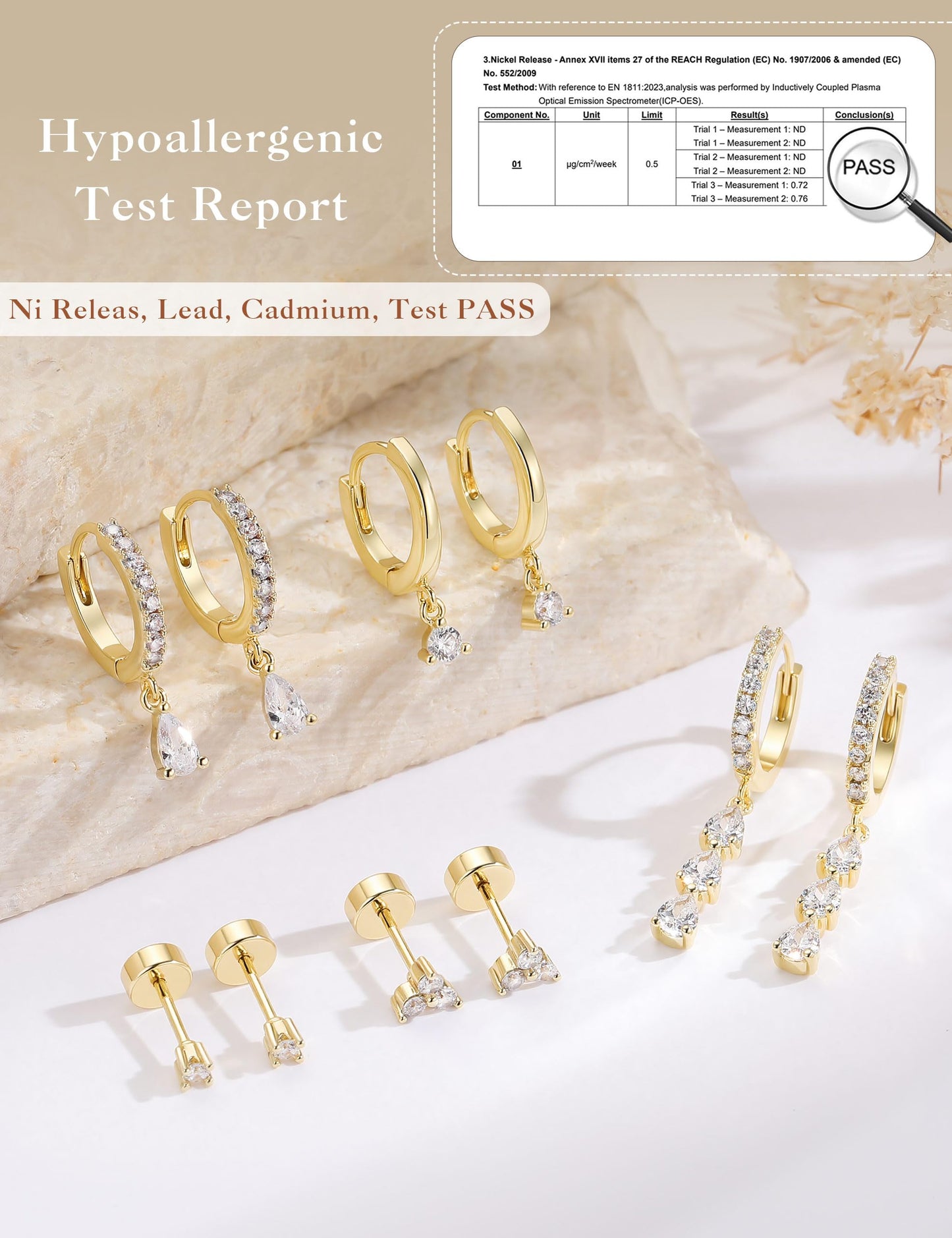 M MOOHAM Gold Dangle Earrings for Women, Drop Dangling Earrings Stacks Set Dainty 14K Gold Plated Hypoallergenic Cubic Zirconia CZ Hoop Earring Flat Back Stud Cartilage Earring Jewelry Bridesmaid Gift