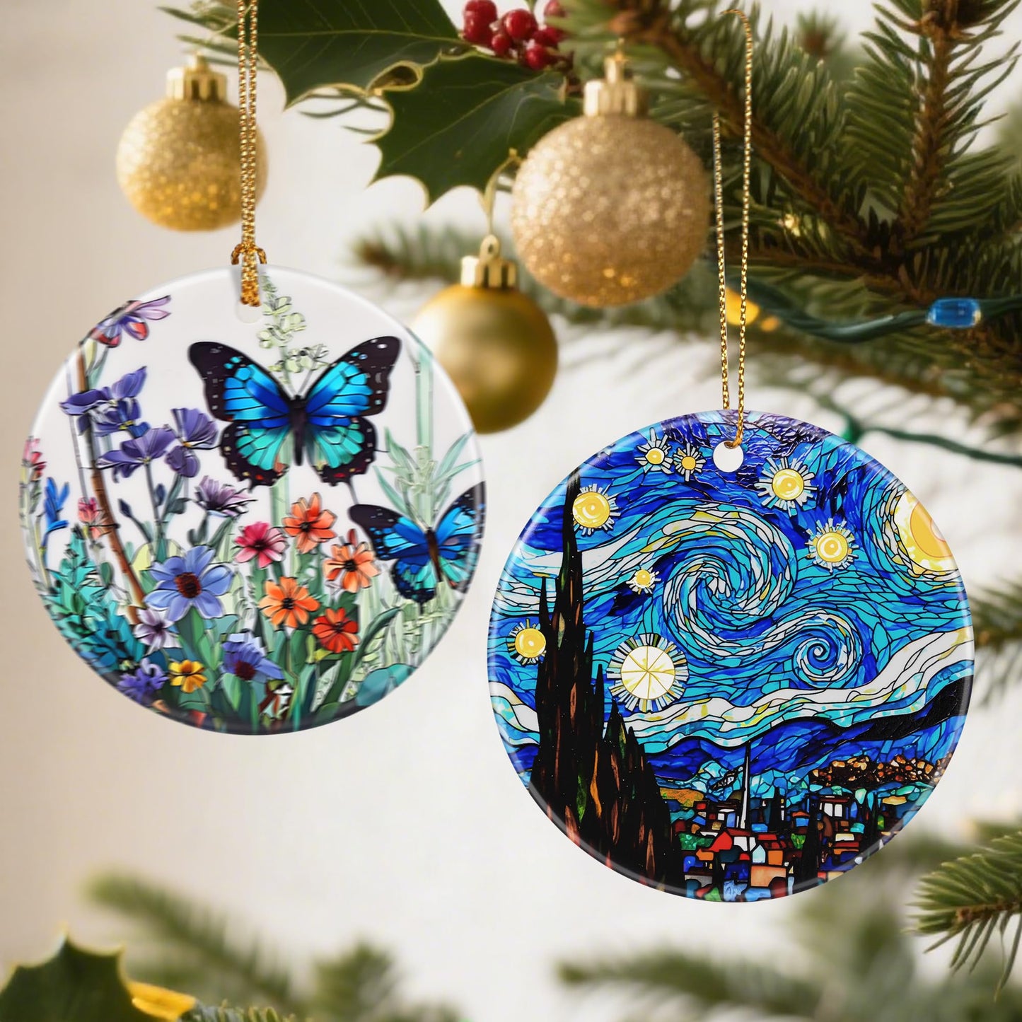 Van Gogh Starry Night Ornaments, Christmas Ornaments: Christmas Tree Decorations, Holiday Decor, Stocking Stuffers, Gift Ideas, Xmas Gifts & Gifts for Art Lover