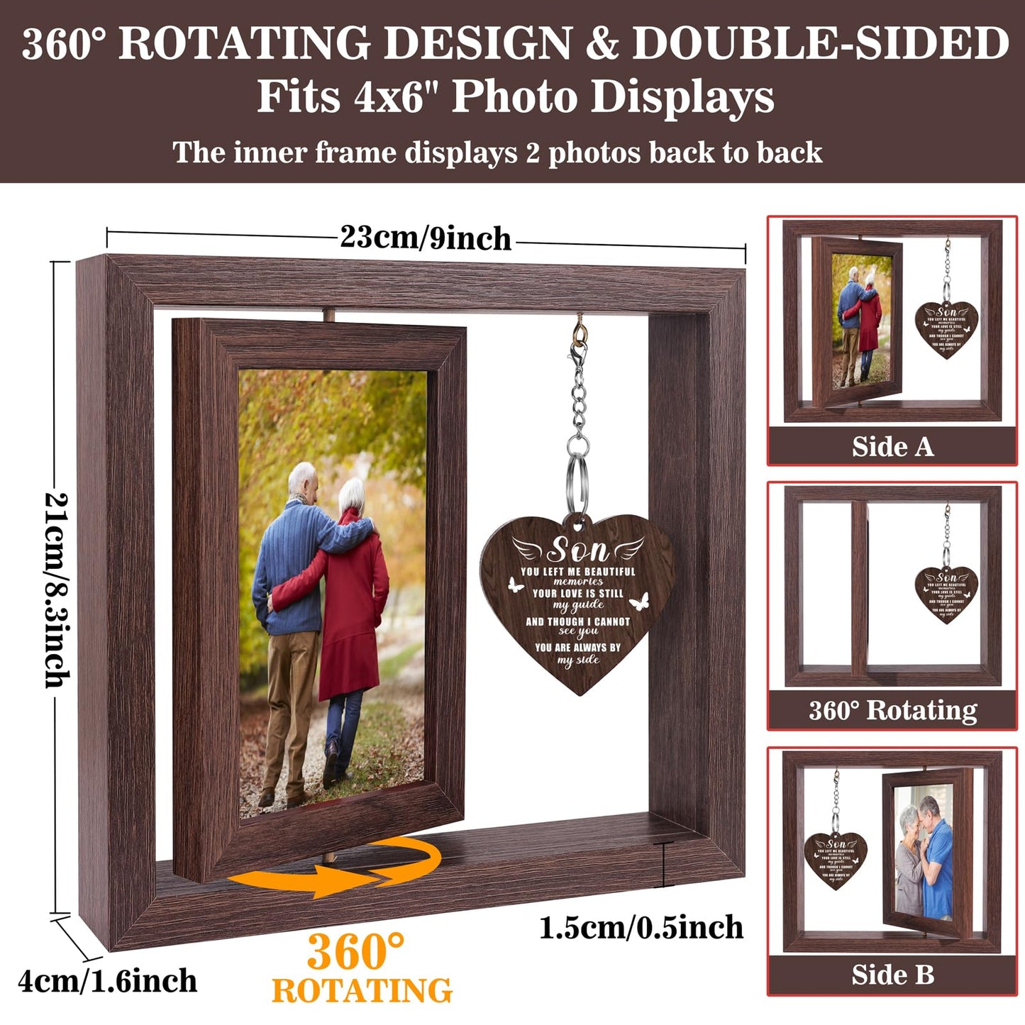 Boiveco Memorial Gifts for Loss of Son, Sympathy Gift for Loss of Son Memorial Picture Frame, In Memory of Son Grief Remembrance Bereavement Gifts for Loss of Son, Display Two 4x6 Photos