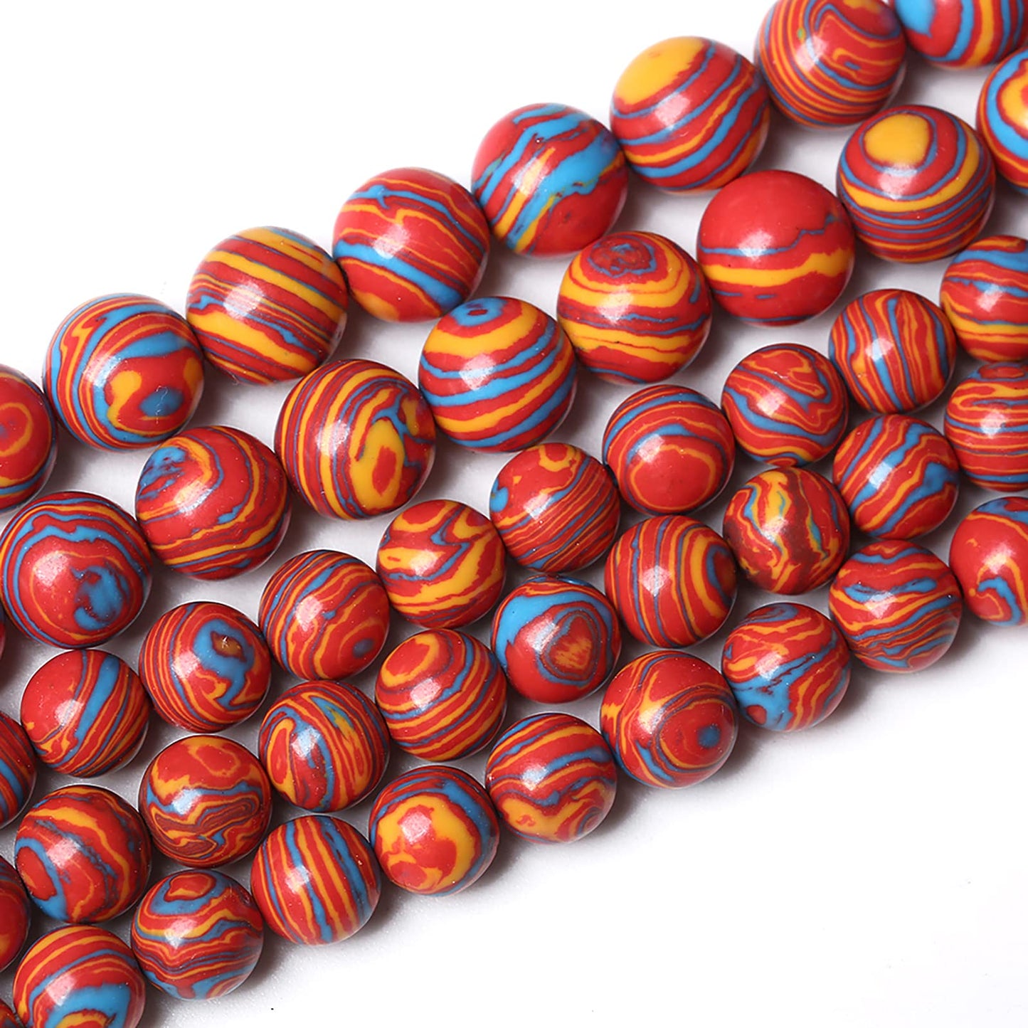 46PCS 8mm Natural Orange Malachite Beads Round Loose Stone Beads for Jewelry Making DIY Bracelet Necklace 15 Inch,Energy Stone Healing Power