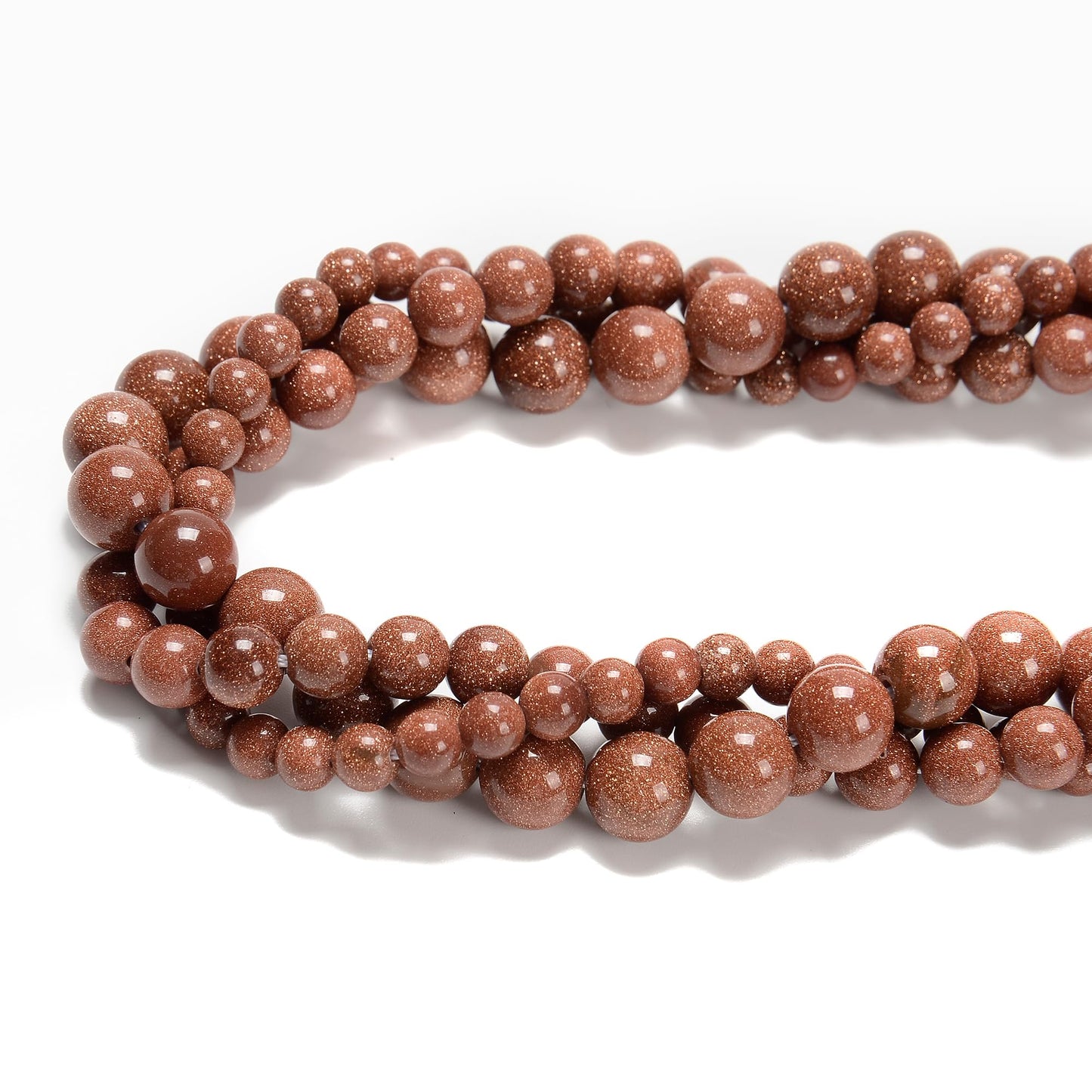 Land Long 120pcs(2 Strand/Set) 6mm Goldstone Beads with Energy Power, Smooth Round Sand Stone Beads for Jewlery Bracelets Earrings Making DIY
