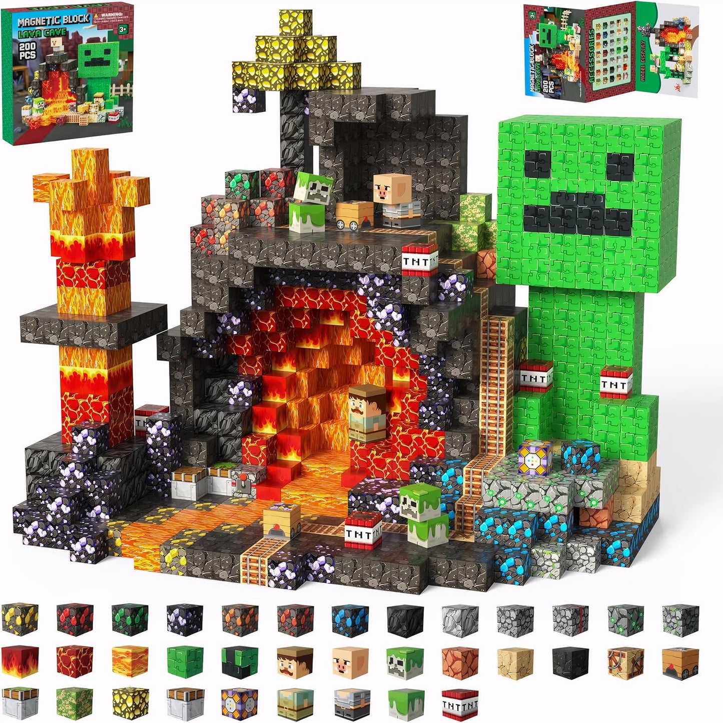 Laoren Magnetic Building Blocks 200PCS, STEM Toys Educational Magnet Cubes, Learning Sensory Toys for Kids Ages 4-12, Birthday Gifts for Boys & Girls