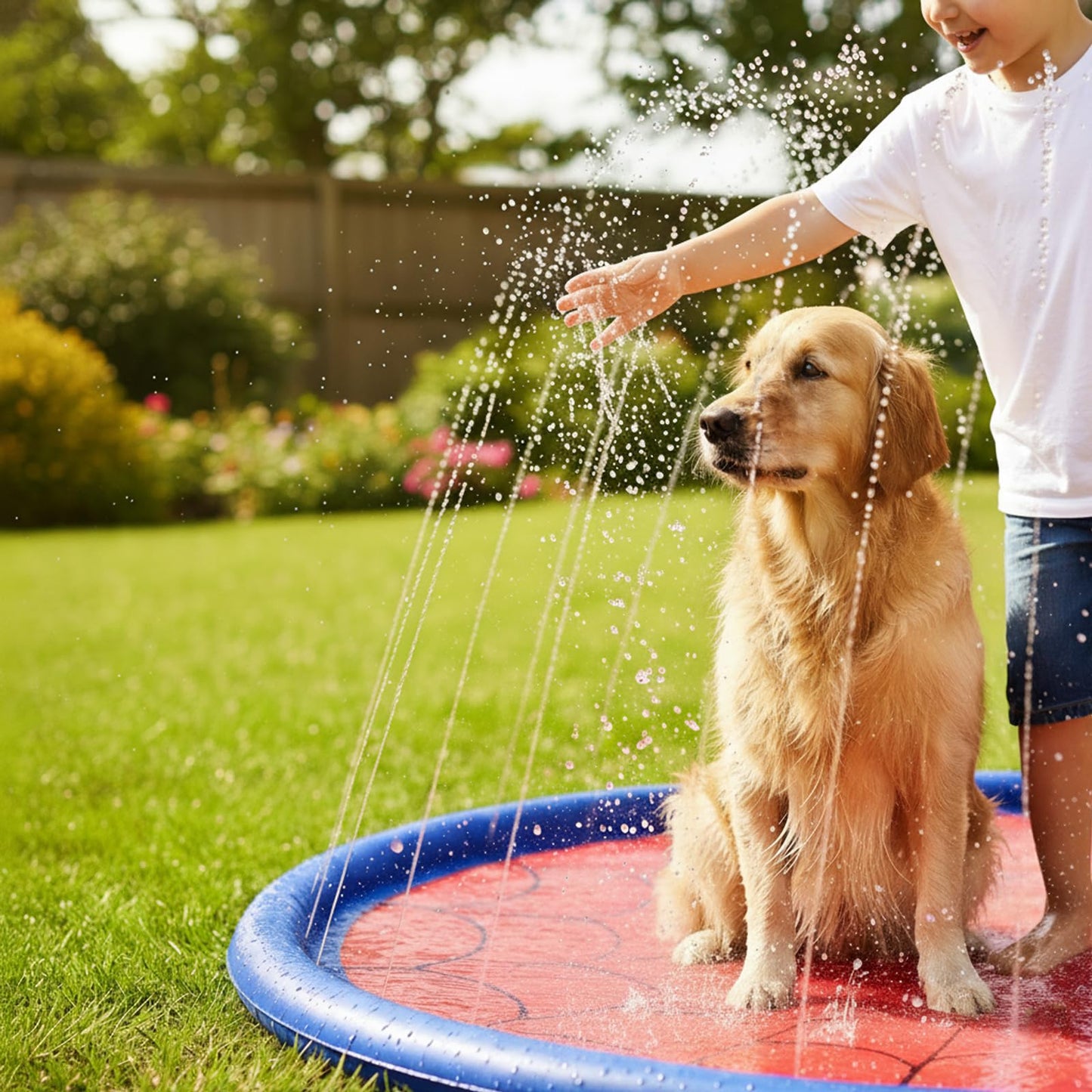 Splash Pad for Kids & Dogs, Upgrade Non-Slip Thicken Backyard Sprinkler Water Pad, Toddler Sprinkler Pool, Summer Outdoor Water Toys