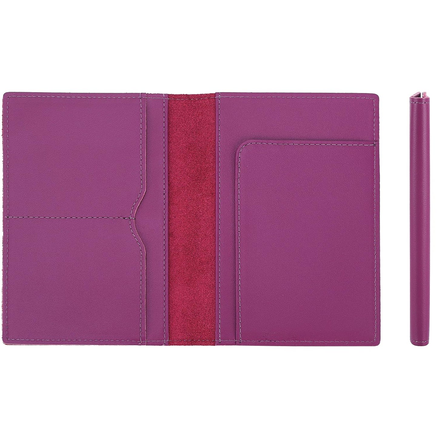 STAR VISTA Albatross Leather Travel Passport Holder, Minimalist Design, Calfskin Leather Case for Women and Men - Slim Passport Wallet, Bifold, RFID Blocking, Violet