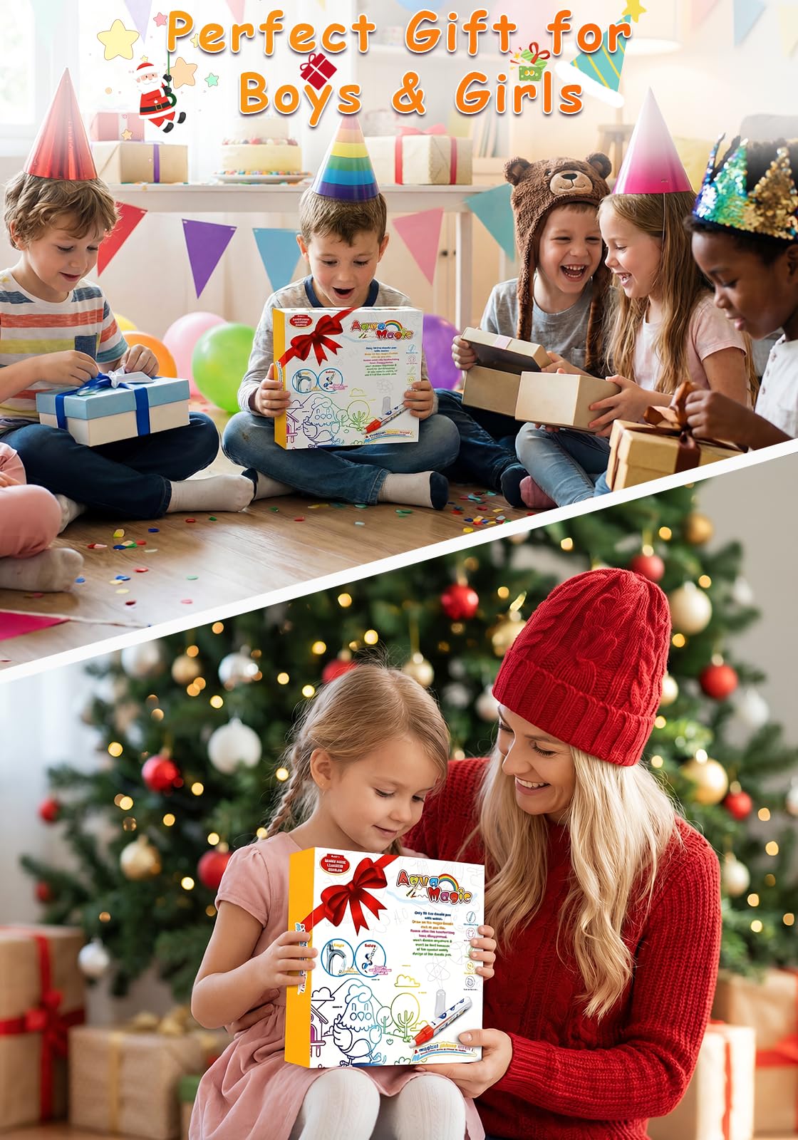 Toddler Toys Water Doodle Mat: 40 X 30 Inch Mess Free Coloring & Drawing Instant Drying Mat - Kids Learning Toys for Girls Age 3-5 Home Educational Activities - Birthday/Christmas Gifts for Girls Boys