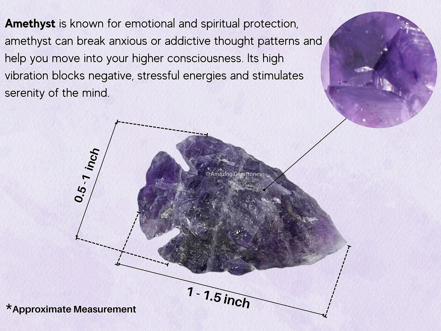 Amazing Gemstone 5 Pieces Amethyst Arrowhead, Crystal and Healing Stone Flint Rock Arrow Head - 1 to 1.5 Arrowheads for DIY Project Craft Point Jewelry Making
